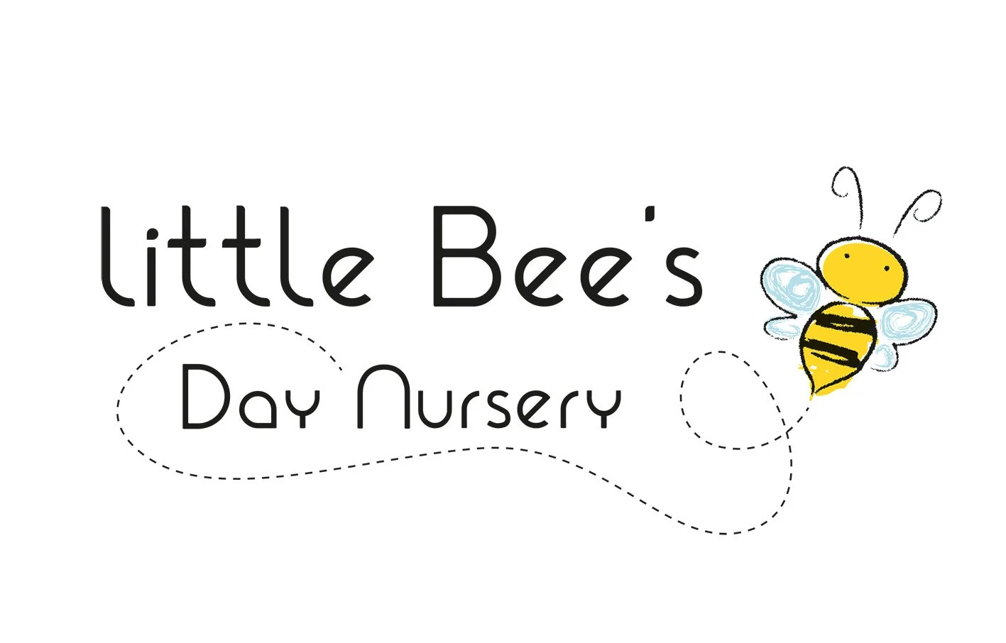 A smiling woman with glasses and earrings standing outdoors in front of green foliage, wearing a black fleece jacket with an embroidered logo that reads 'Little Bee's' and a graphic of a bee.