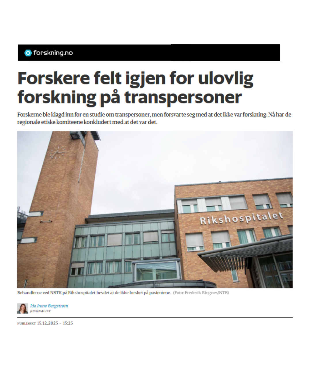 Forskningsskandalen -  oppdatering april 2026