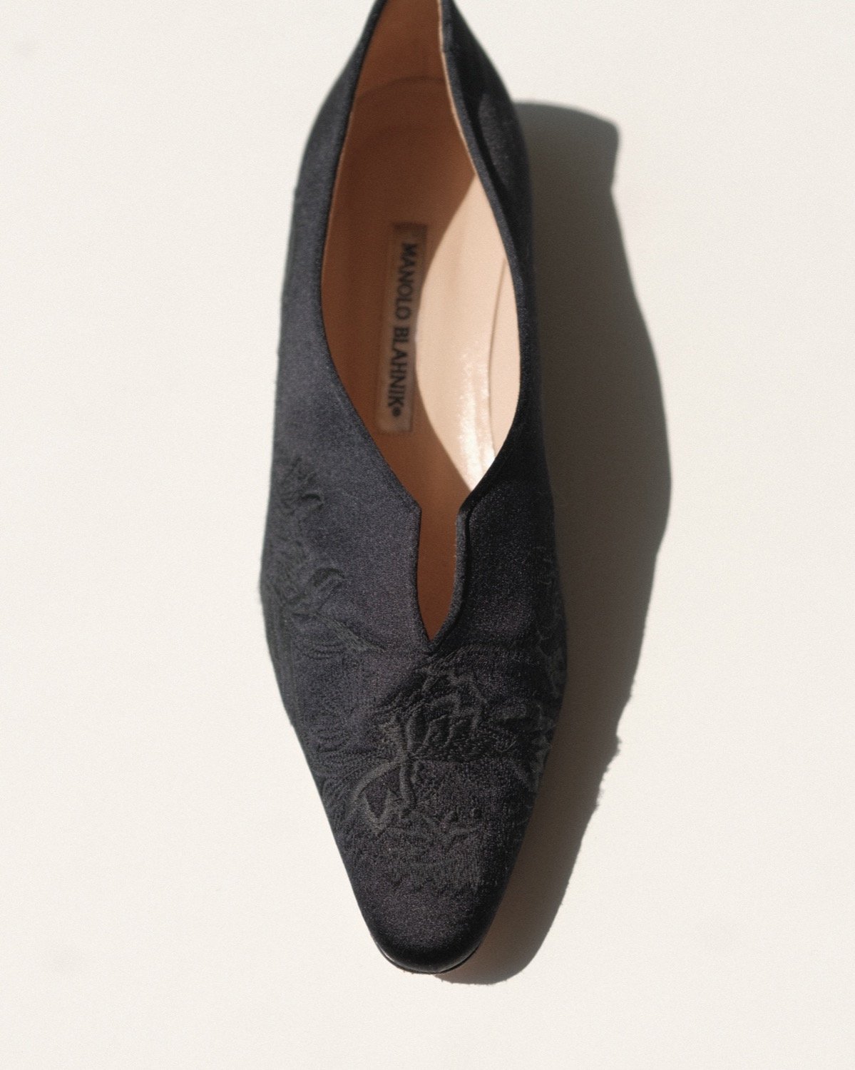 Manolo Blahnik Satin Embroidered Flats at Kayten Schmidt