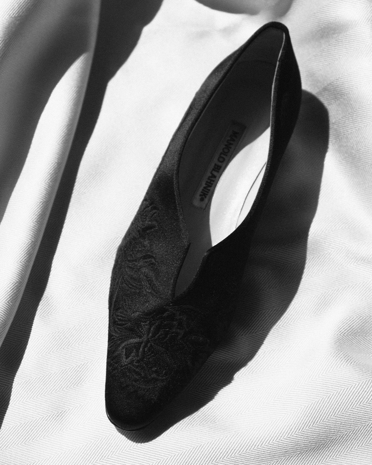 Manolo Blahnik Satin Embroidered Flats at Kayten Schmidt