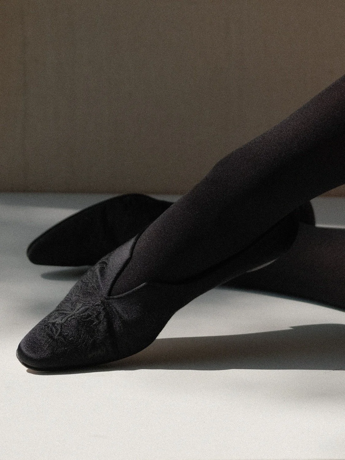 Manolo Blahnik Satin Embroidered Flats at Kayten Schmidt