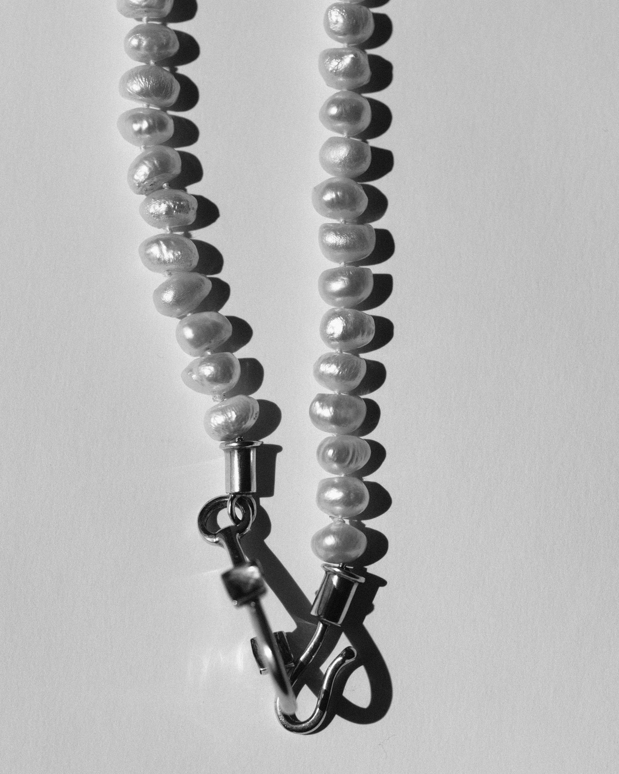 Pearl Necklace w/ Sterling Silver and Yellow Topaz Horsebit at Kayten Schmidt