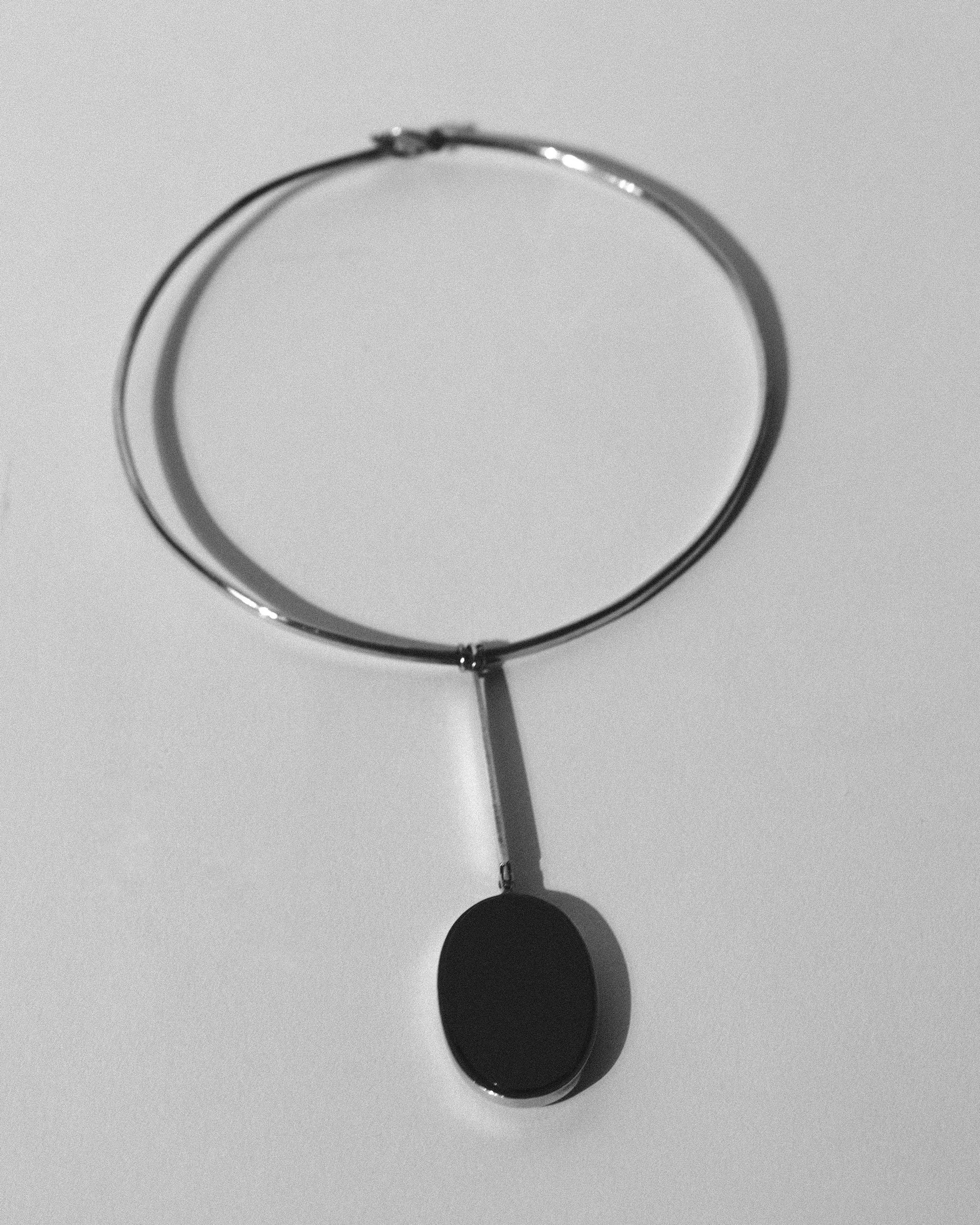 Modernist Joachim S'paliu Collar Necklace Onyx Silver 1970's at Kayten Schmidt