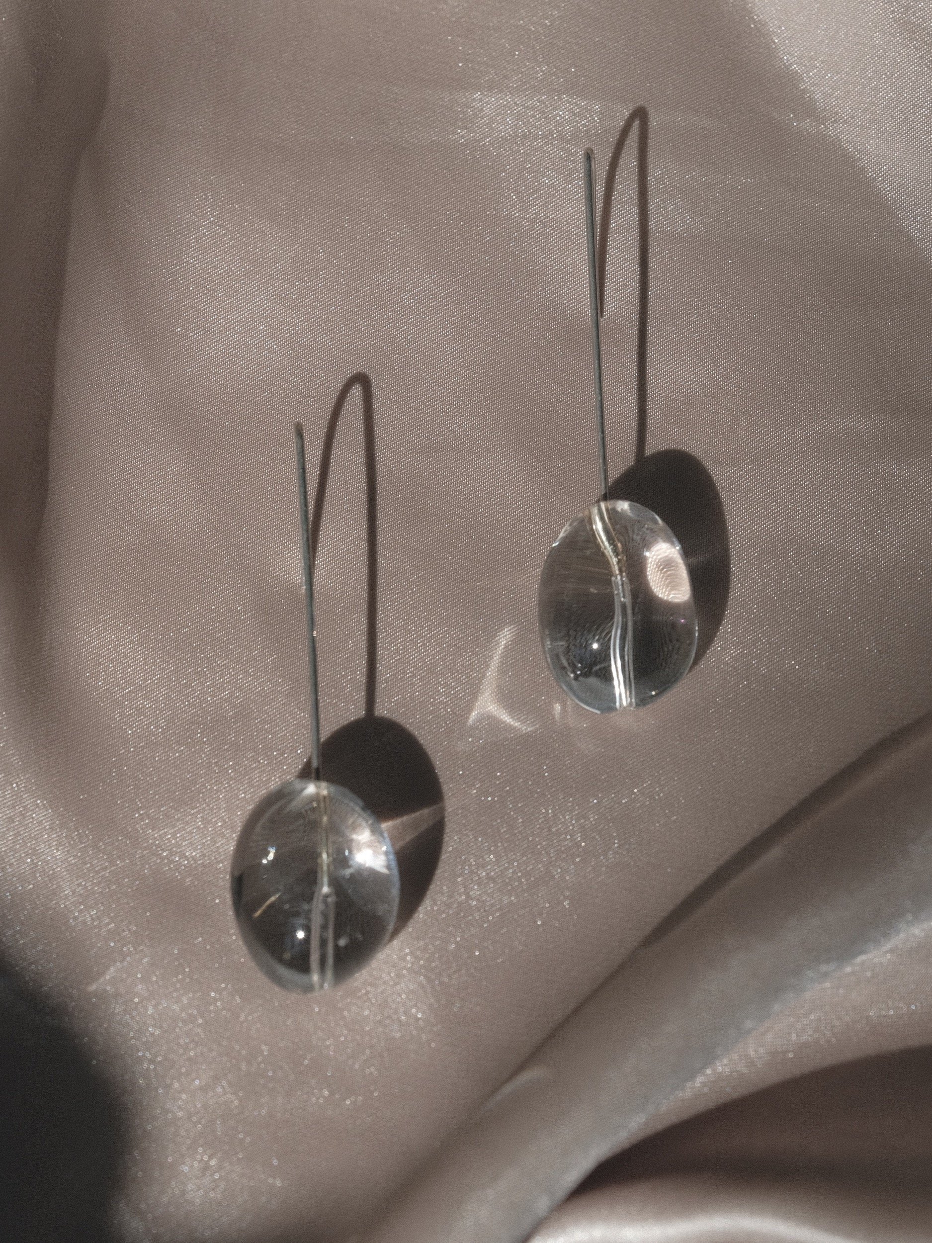 Modernist Rock Quartz Crystal and Sterling Silver Long Drop Earring at Kayten Schmidt