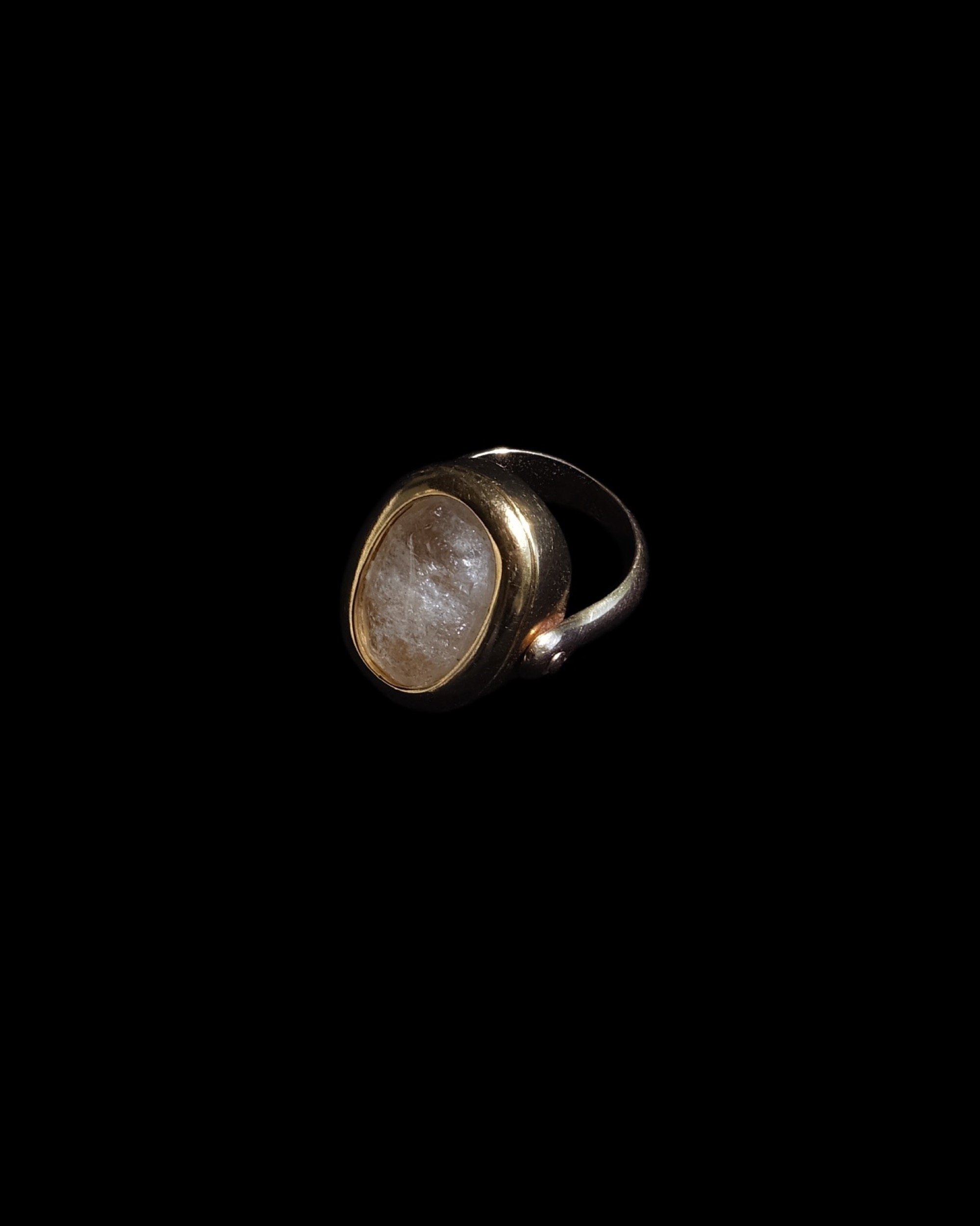 Vintage Goossens 24K Gold Plated Rock Quartz Ring Size 5 at Kayten Schmidt