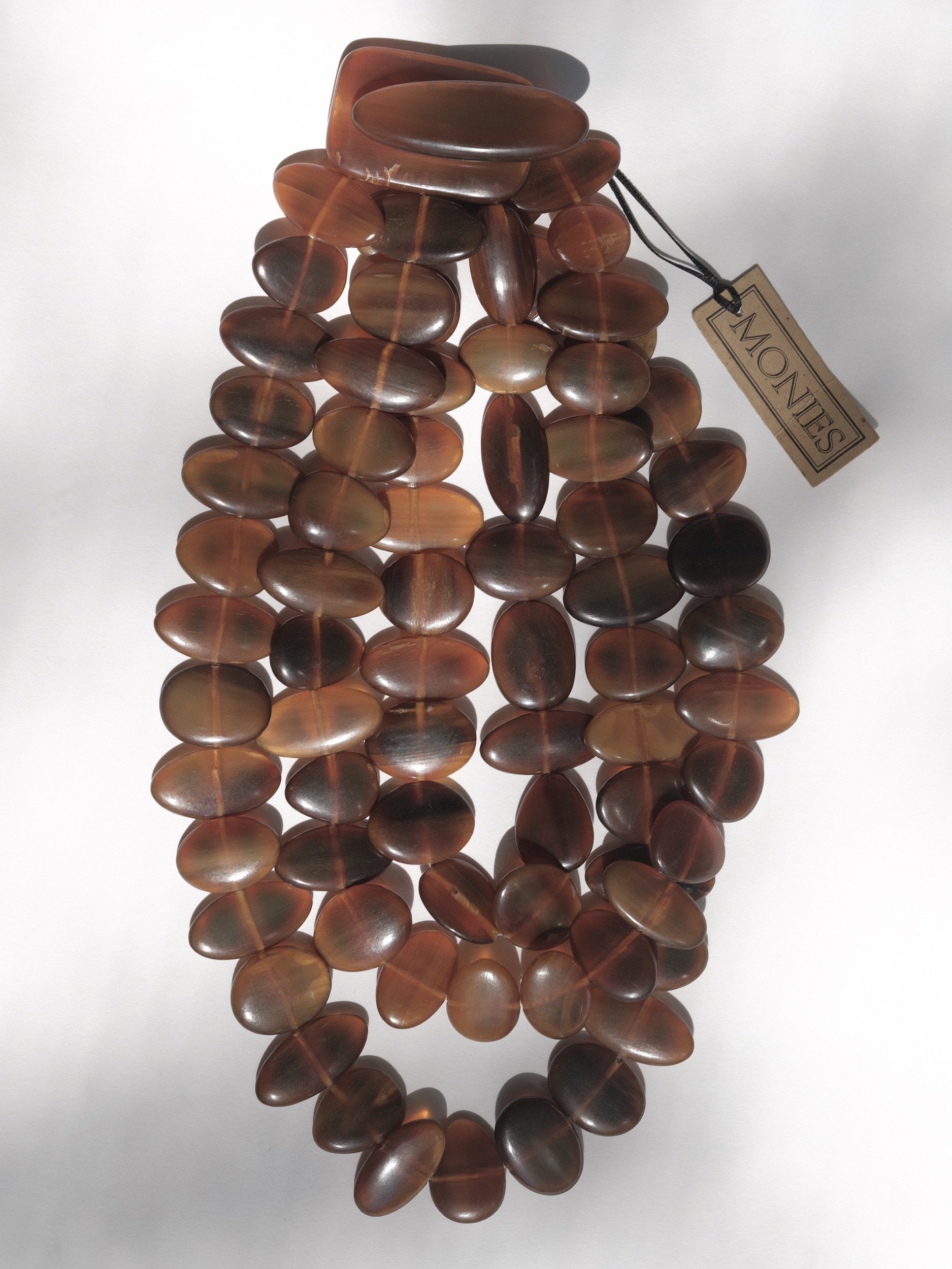 Gerda Lynggaard Monies Oversized Three Strand Horn Necklace 1980's 1990's at Kayten Schmidt