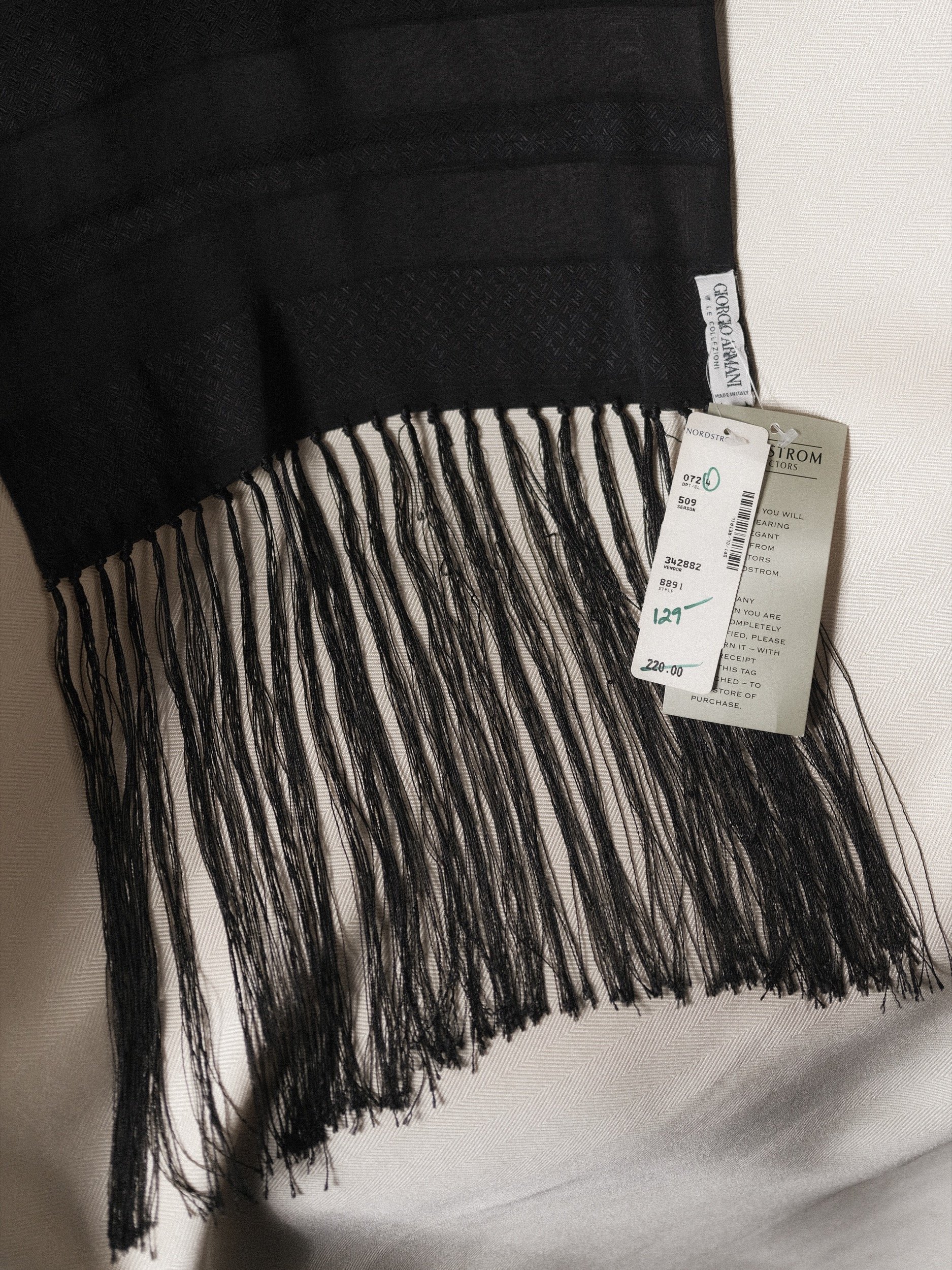 Armani Silk Scarf with Long Fringe 1990's at Kayten Schmidt