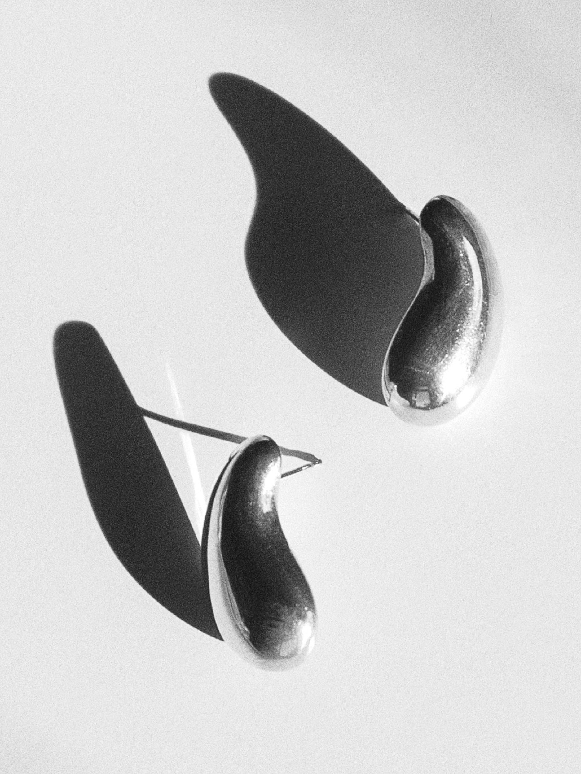 Sterling Silver Modernist Bean Earrings