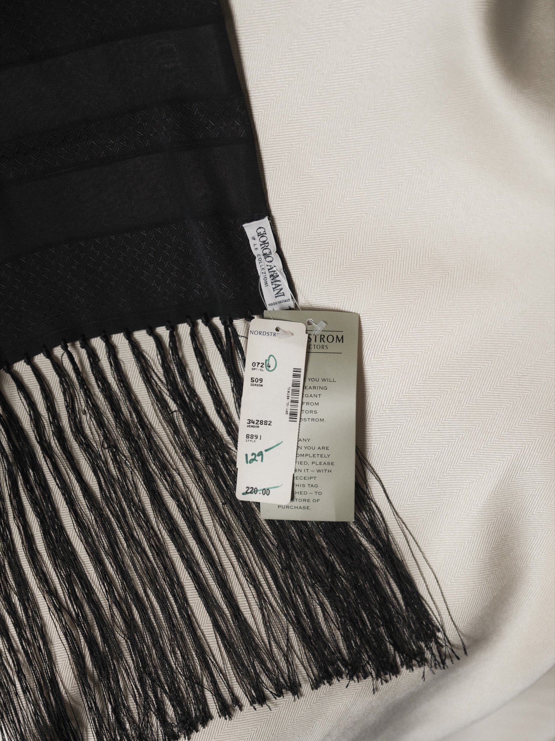 Armani Silk Scarf with Long Fringe 1990's at Kayten Schmidt