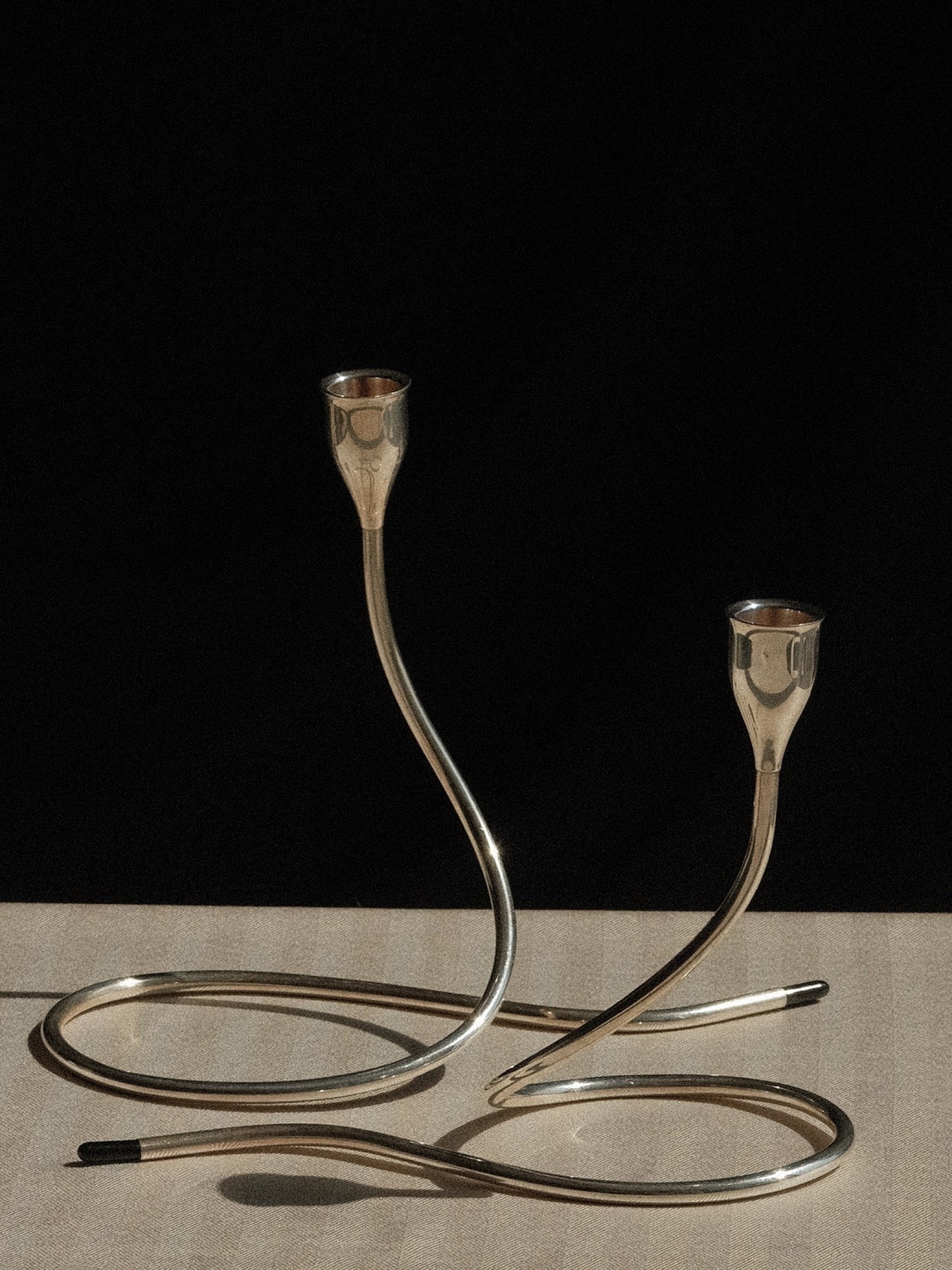 Pair of Marion Anderson Noyes Towle Sterling Silver Serpentine Candlestick at Kayten Schmidt