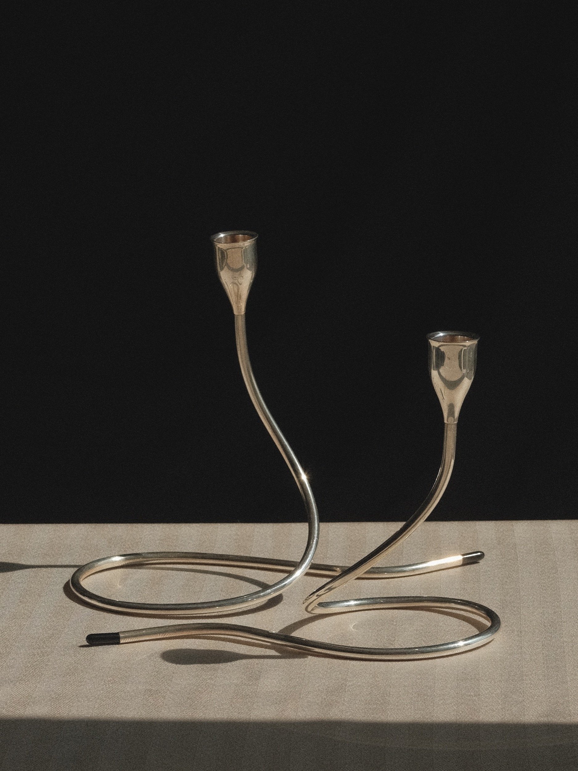Pair of Marion Anderson Noyes Towle Sterling Silver Serpentine Candlestick at Kayten Schmidt