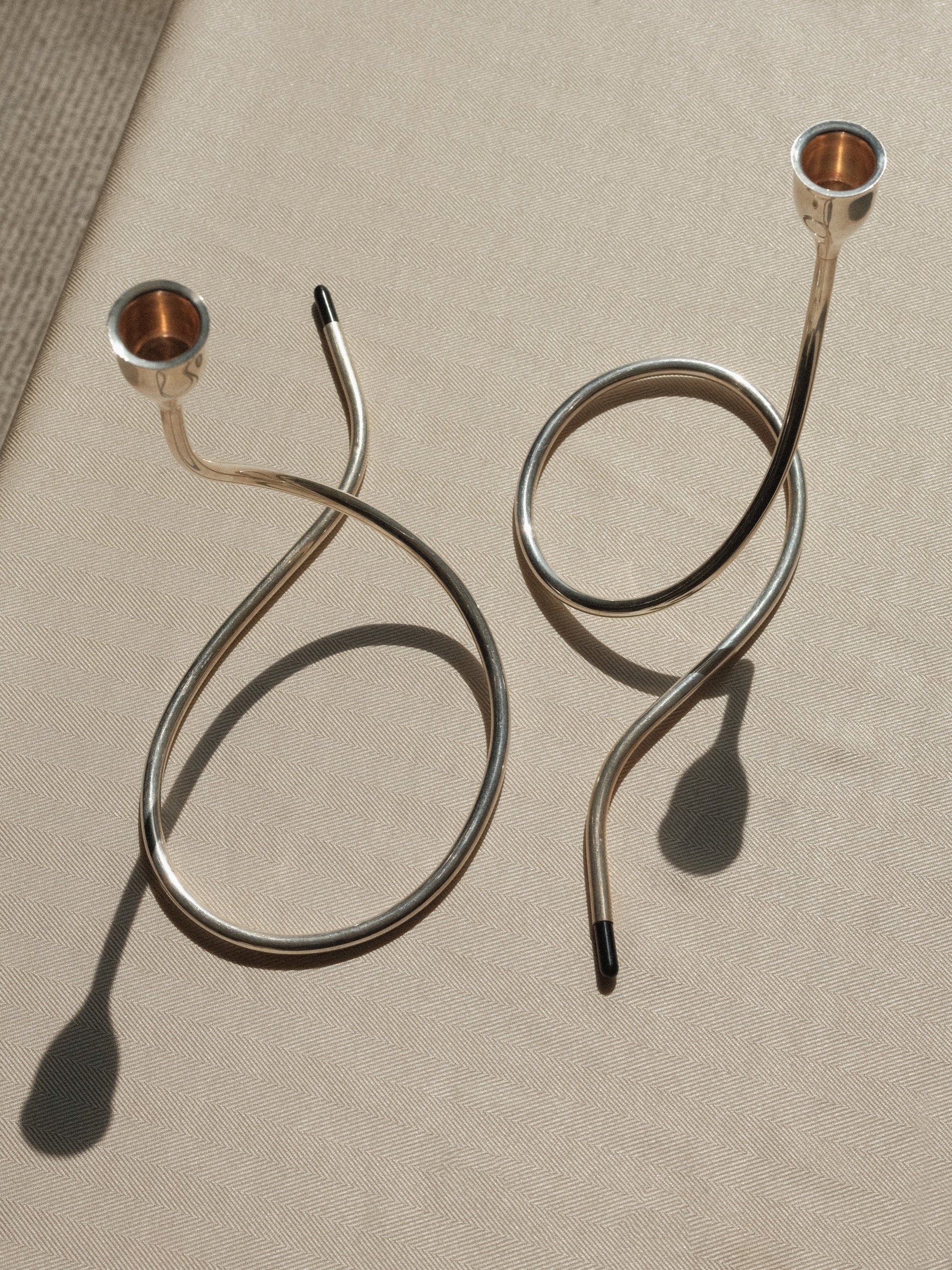 Pair of Marion Anderson Noyes Towle Sterling Silver Serpentine Candlestick at Kayten Schmidt