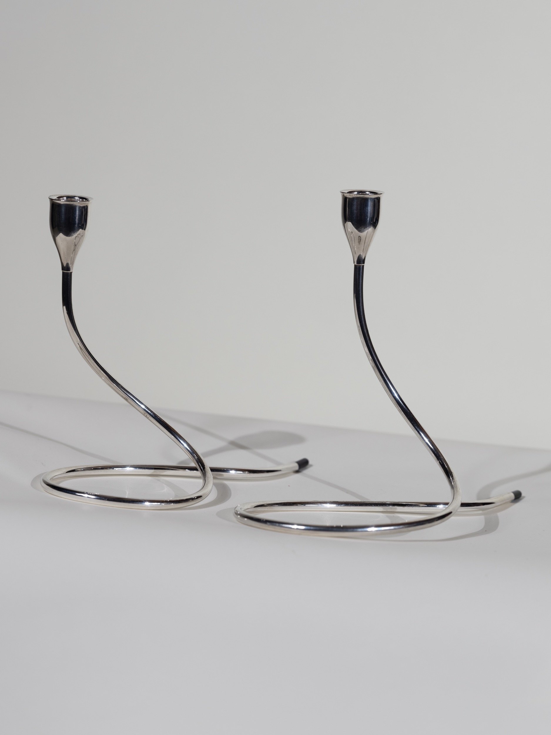 Pair of Marion Anderson Noyes Towle Sterling Silver Serpentine Candlestick at Kayten Schmidt