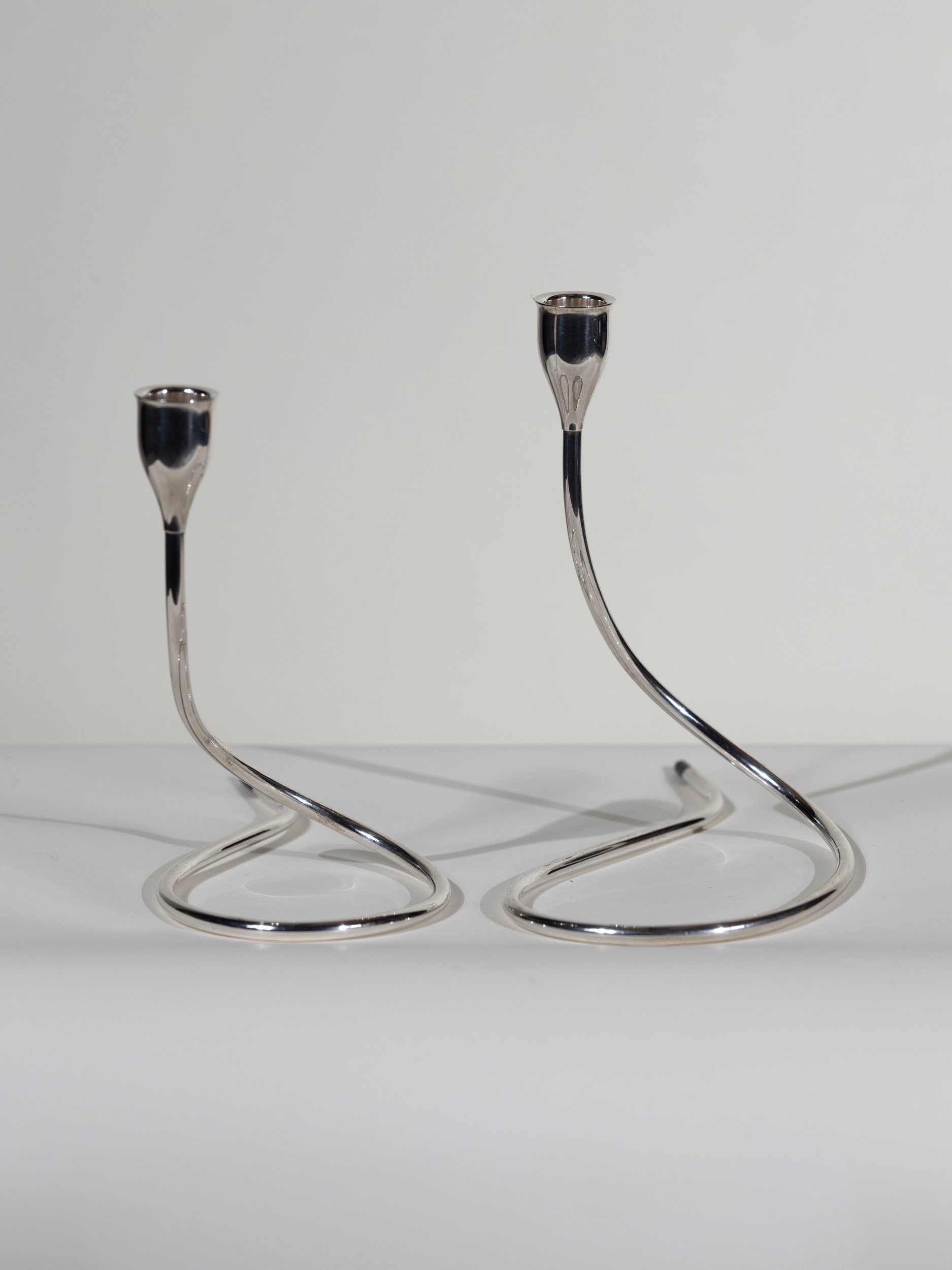Pair of Marion Anderson Noyes Towle Sterling Silver Serpentine Candlestick at Kayten Schmidt