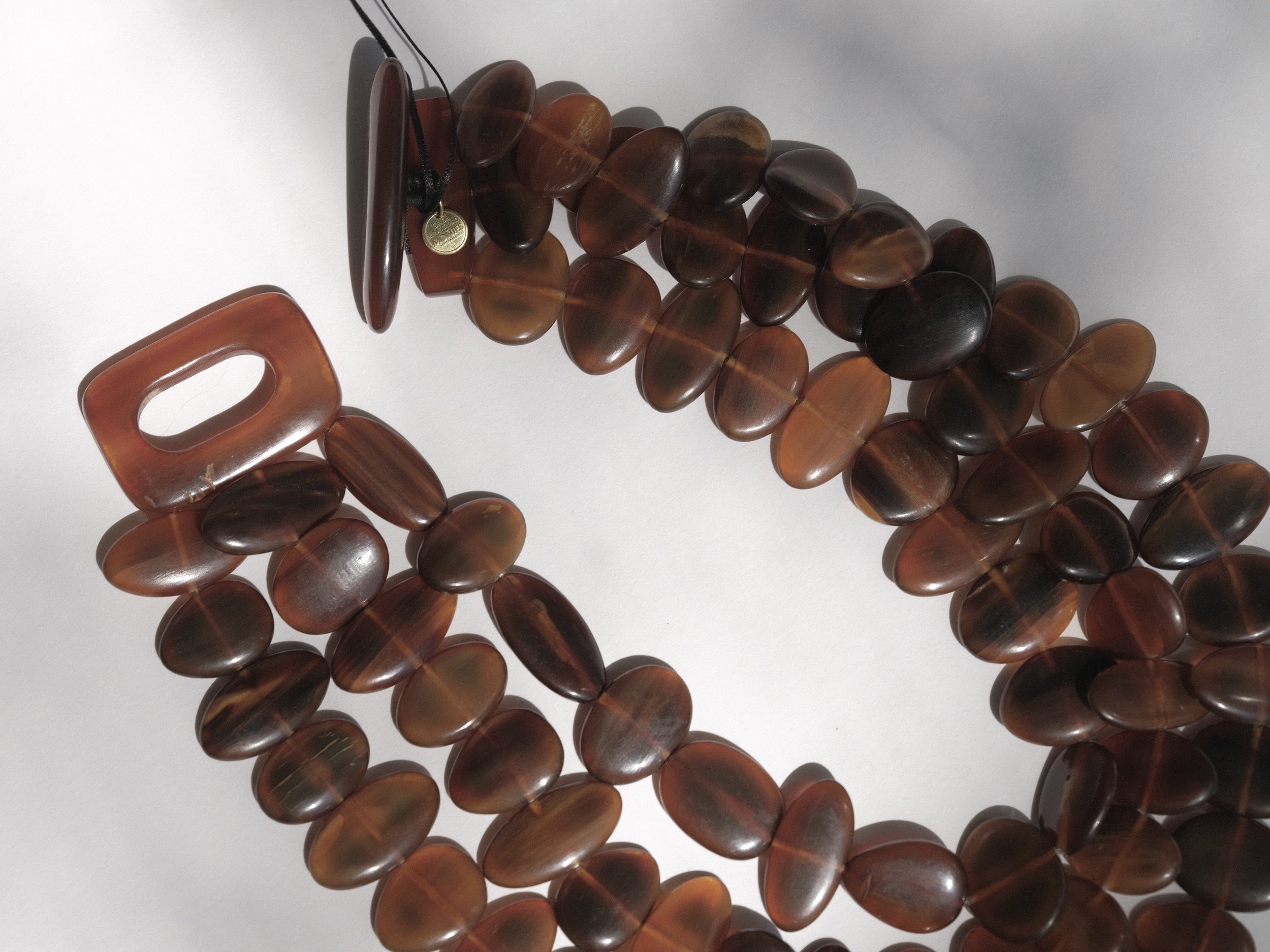 Gerda Lynggaard Monies Oversized Three Strand Horn Necklace 1980's 1990's at Kayten Schmidt