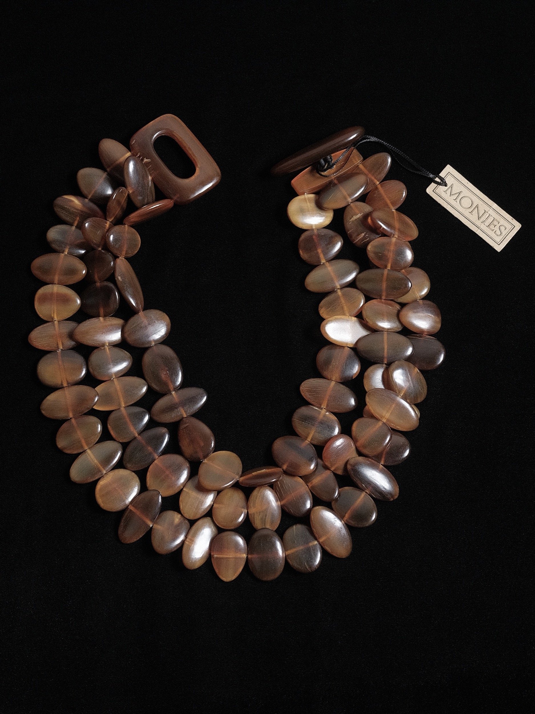 Gerda Lynggaard Monies Oversized Three Strand Horn Necklace 1980's 1990's at Kayten Schmidt