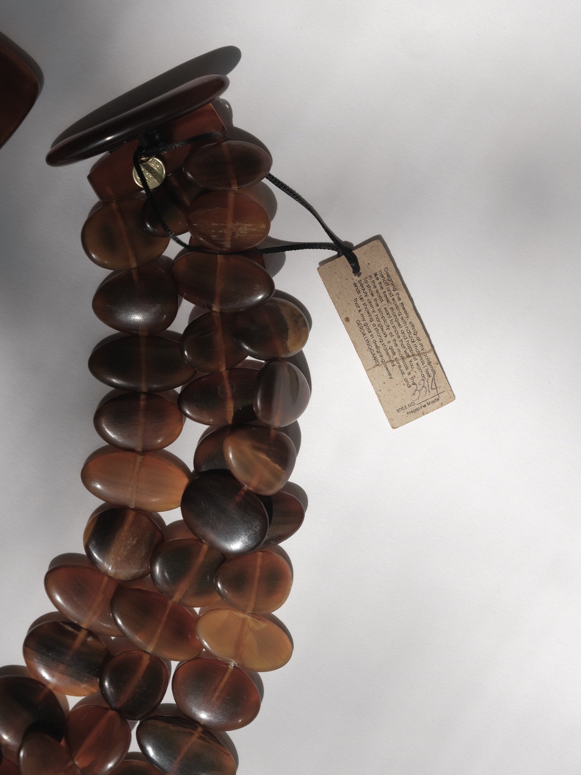Gerda Lynggaard Monies Oversized Three Strand Horn Necklace 1980's 1990's at Kayten Schmidt