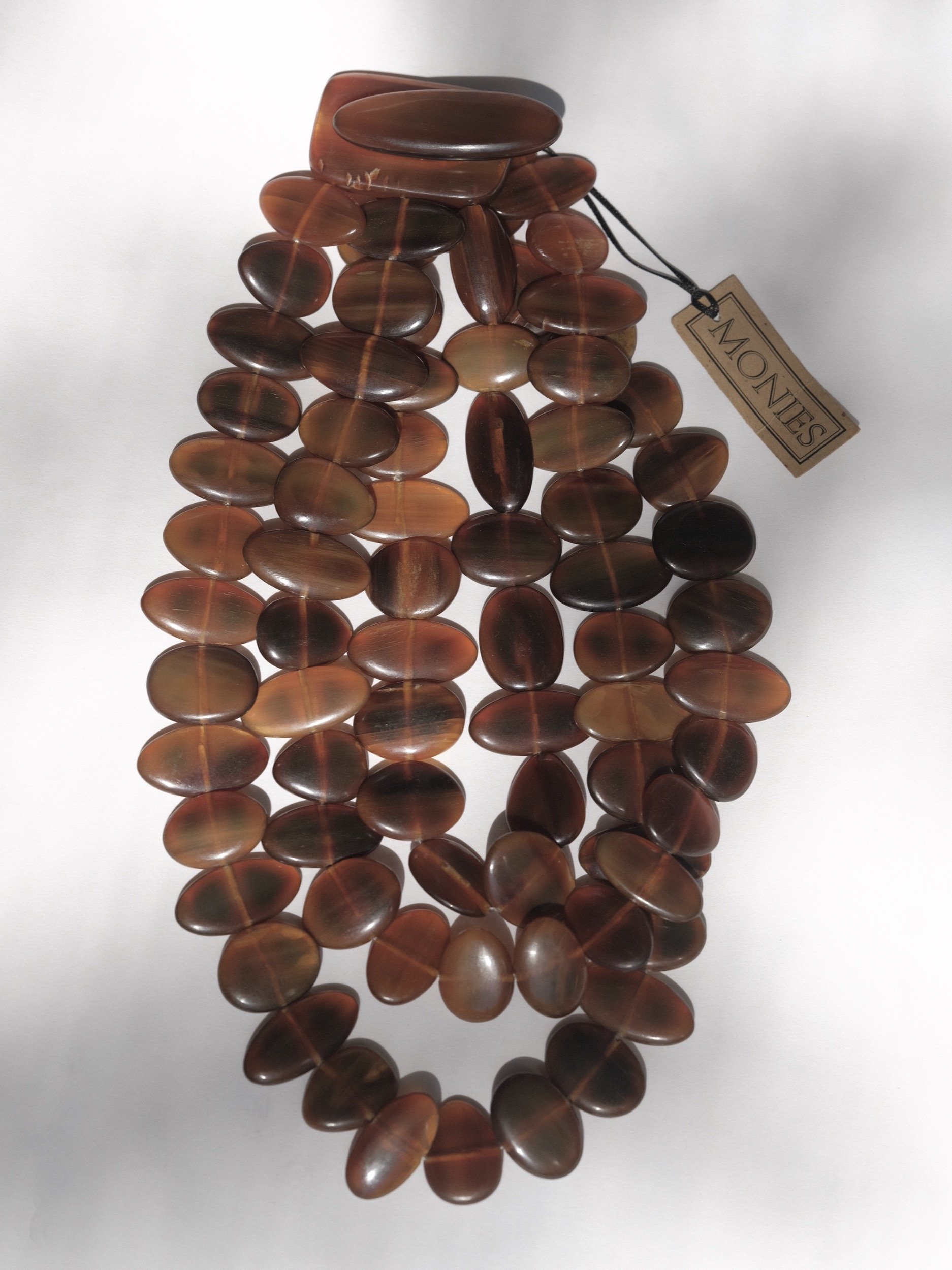 Gerda Lynggaard Monies Oversized Three Strand Horn Necklace 1980's 1990's at Kayten Schmidt