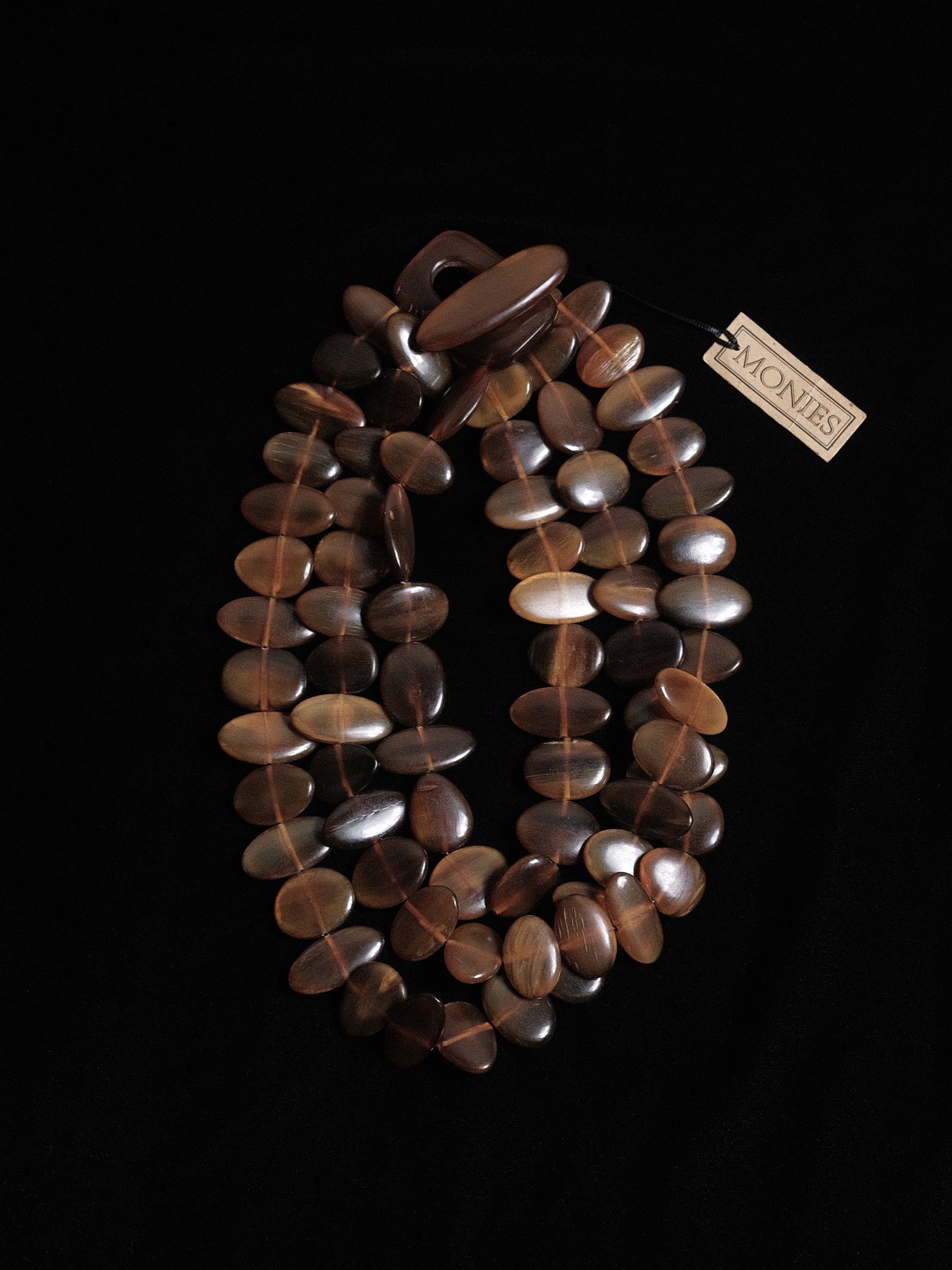 Gerda Lynggaard Monies Oversized Three Strand Horn Necklace 1980's 1990's at Kayten Schmidt