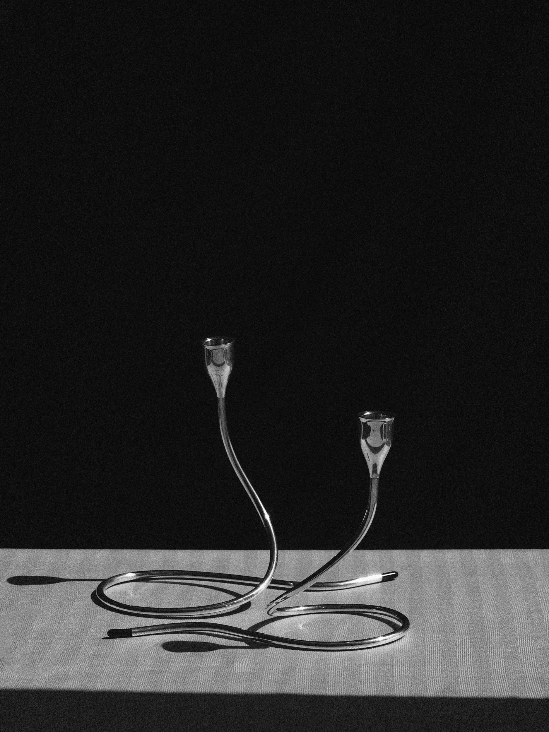 Pair of Marion Anderson Noyes Towle Sterling Silver Serpentine Candlestick