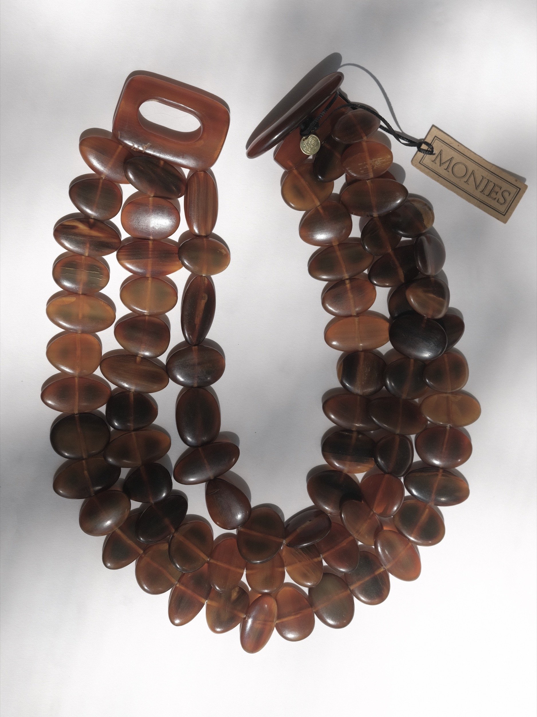 Gerda Lynggaard Monies Oversized Three Strand Horn Necklace 1980's 1990's at Kayten Schmidt