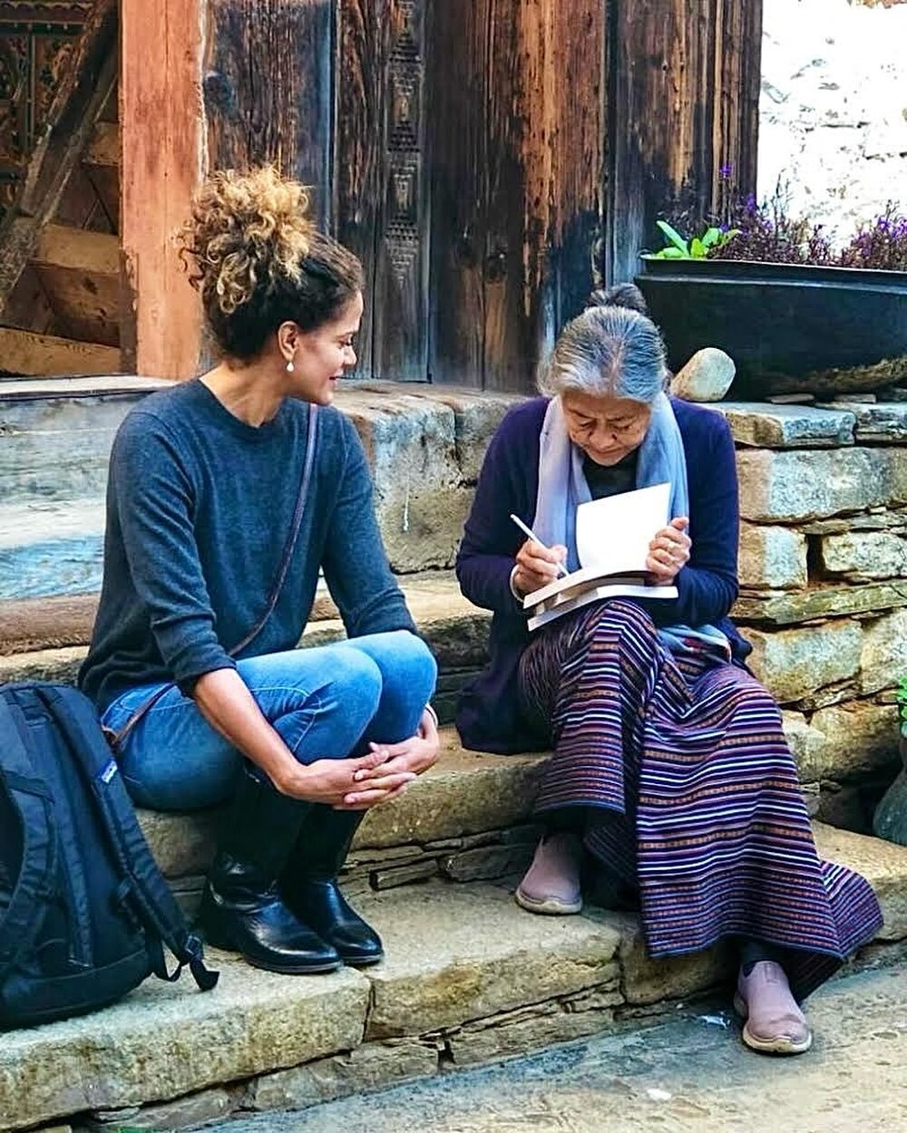 A meeting of minds deep in the remote Tang Valley at Ogyen Choling Manor Guesthouse. Hotelier, entrepreneur and sustainability advocate Portia Hart chats with Lady of the Manor, author, host, museum curator and quiet advocate for so many good things,