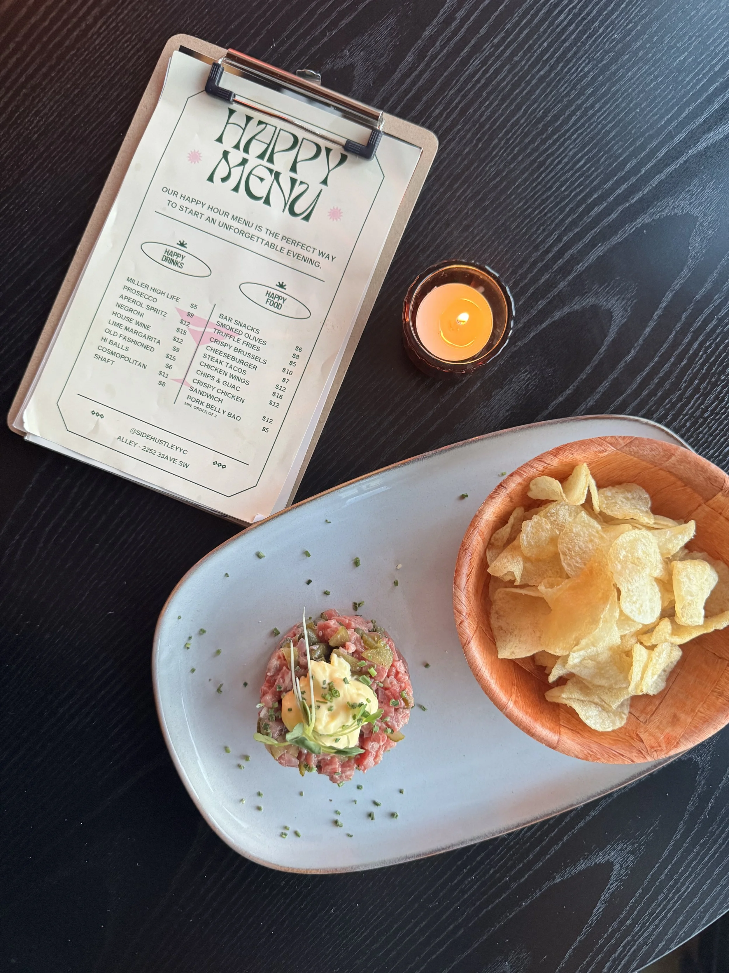 Handcut AAA Steak Tartare with Cornichons, Capers, Shallot & Egg Yolk Emulsion