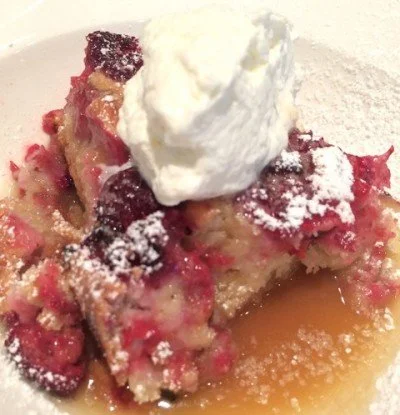 THE SIMPLEST RASPBERRY BUCKLE WITH A SEA SALT CARAMEL DRIZZLE