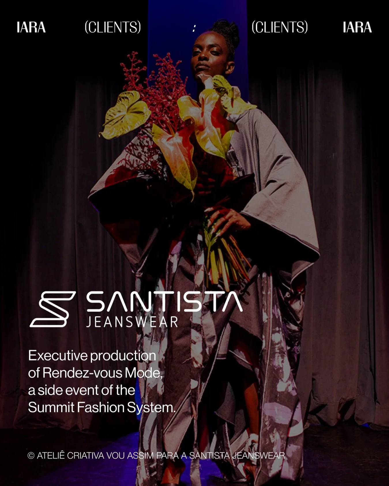 IARA partnered with Santista Jeanswear to deliver Rendez-vous Mode, a two-part initiative that strengthened ties between the Brazilian fashion market and the Fédération de la Haute Couture et de la Mode (FHCM). In collaboration with Bus