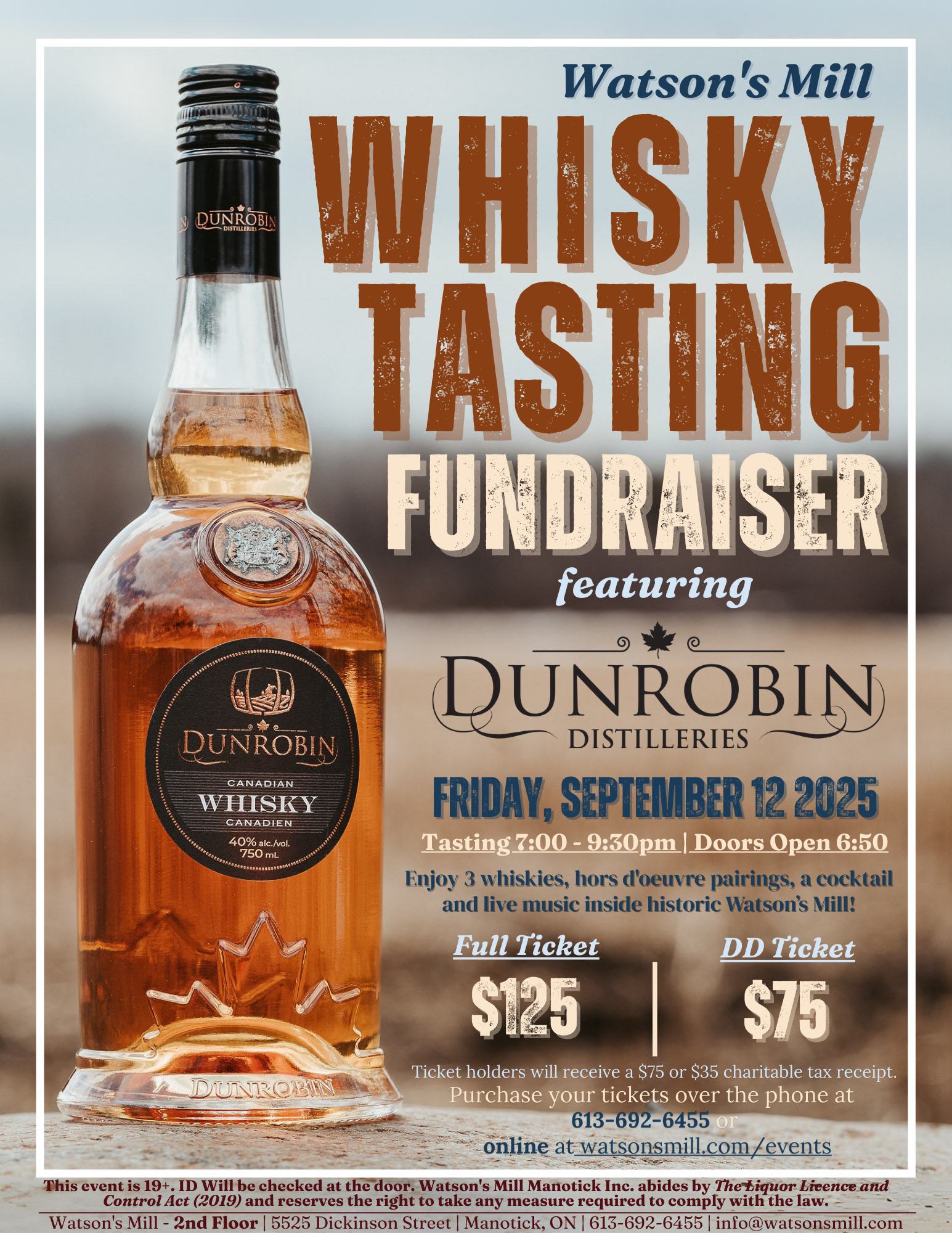Watson's Mill Whisky Tasting Fundraiser
