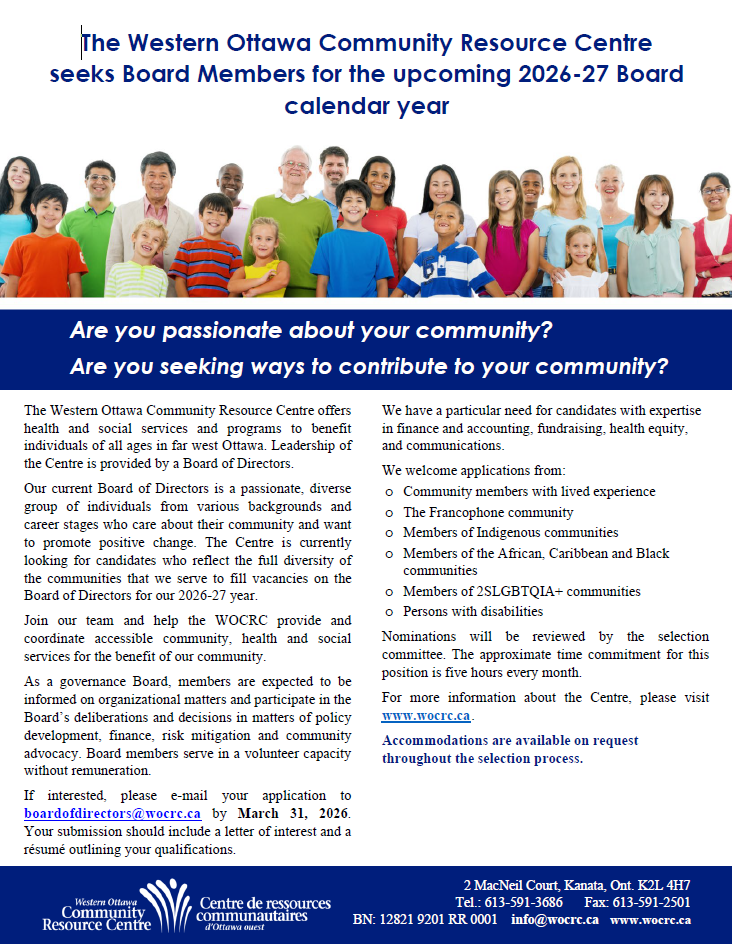 The Western Ottawa Community Resource Centre seeking board members 