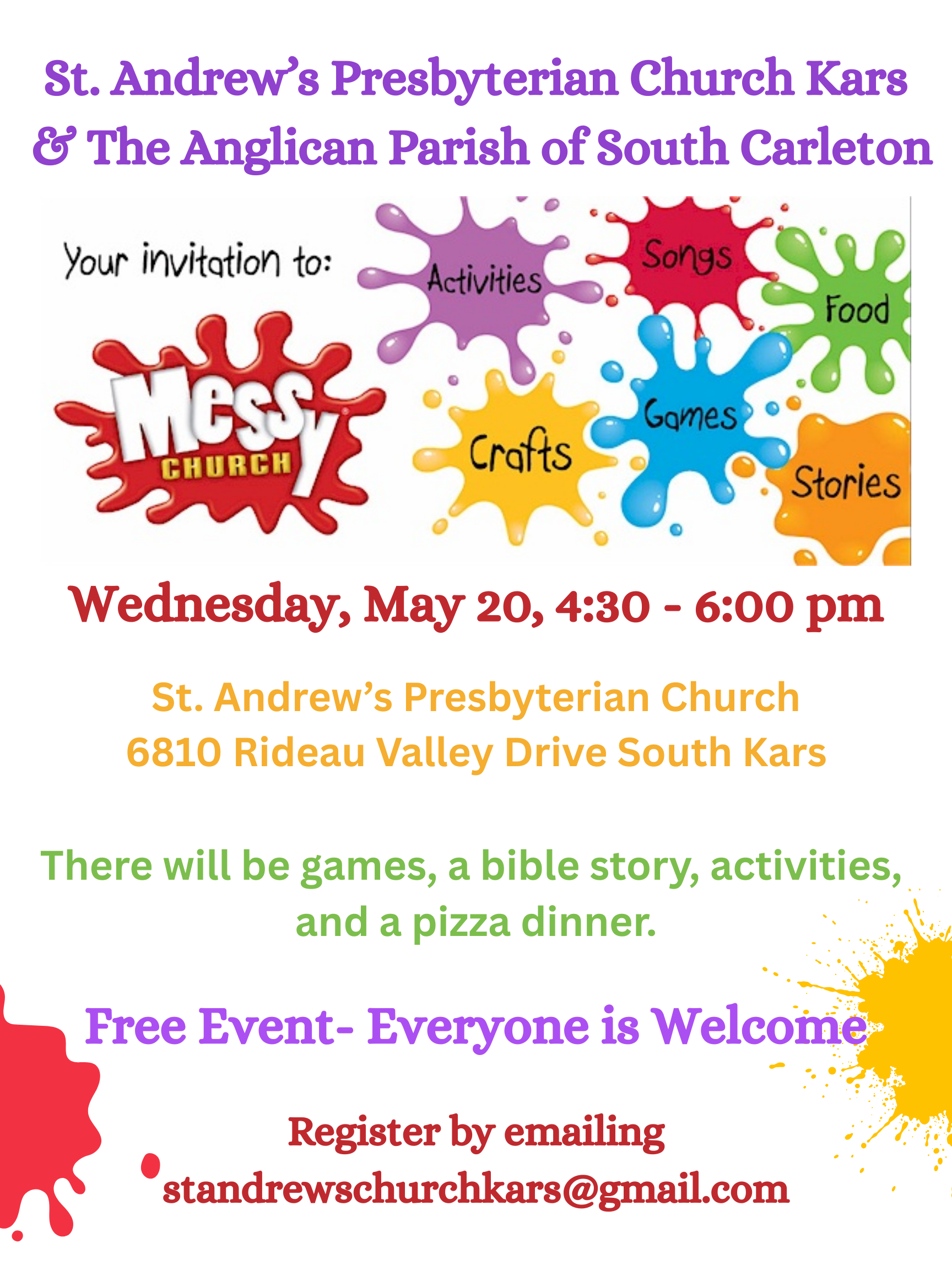 Messy Church at St Andrew's Presbyterian Church Kars