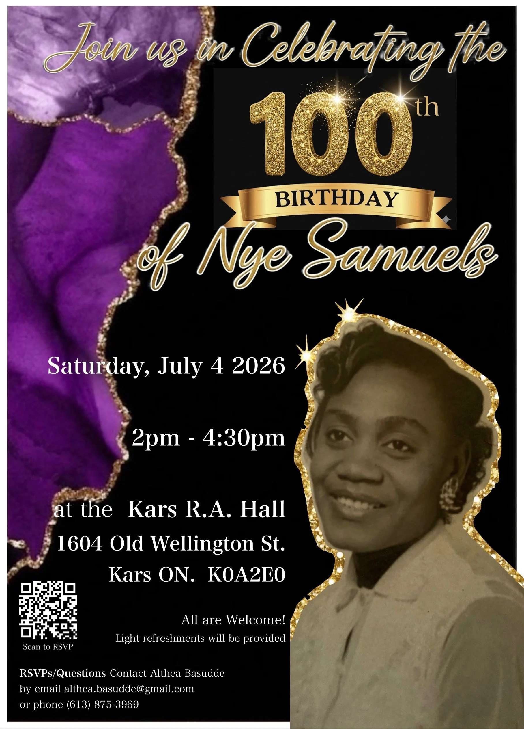 100th birthday celebration of Nye Samuels