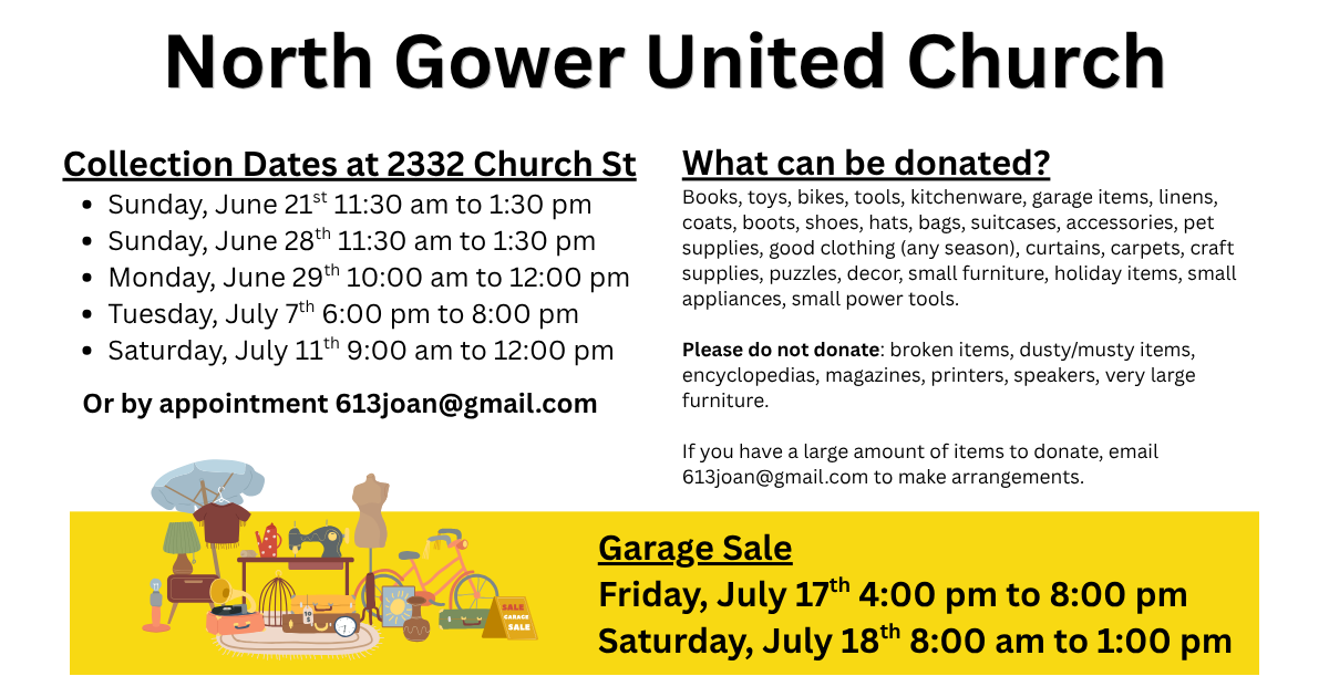 North Gower United Church  garage sale