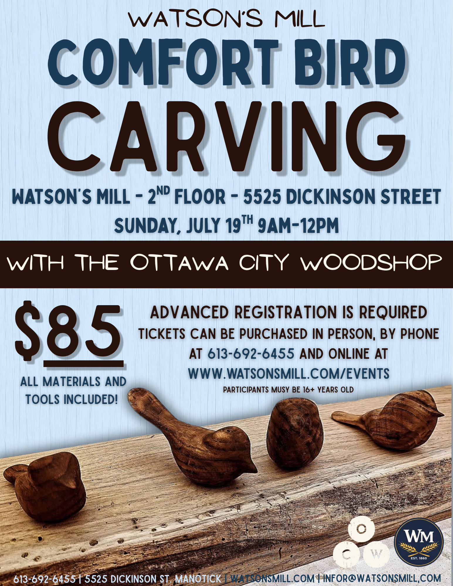 Comfort Bird Woodcarving Workshop.