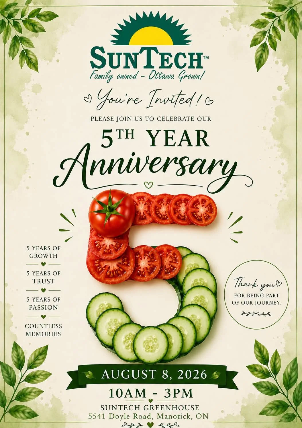 SunTech Greenhouses 5th Anniversary BBQ Fundraiser