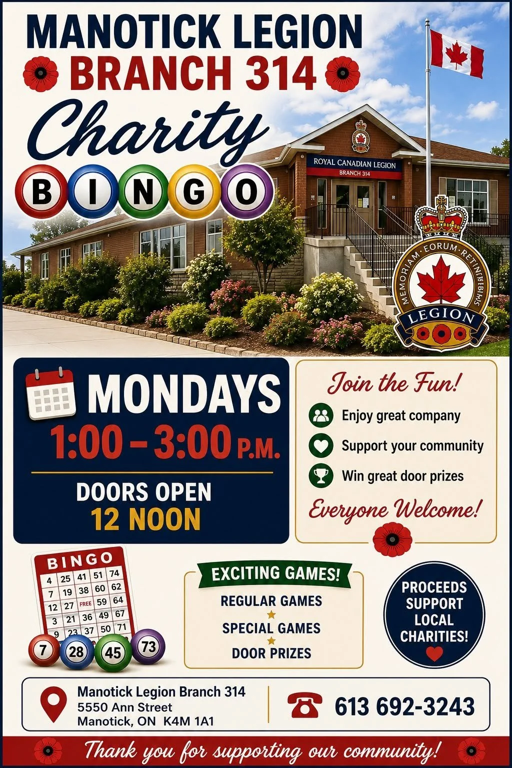 Bingo at the Manotick Legion