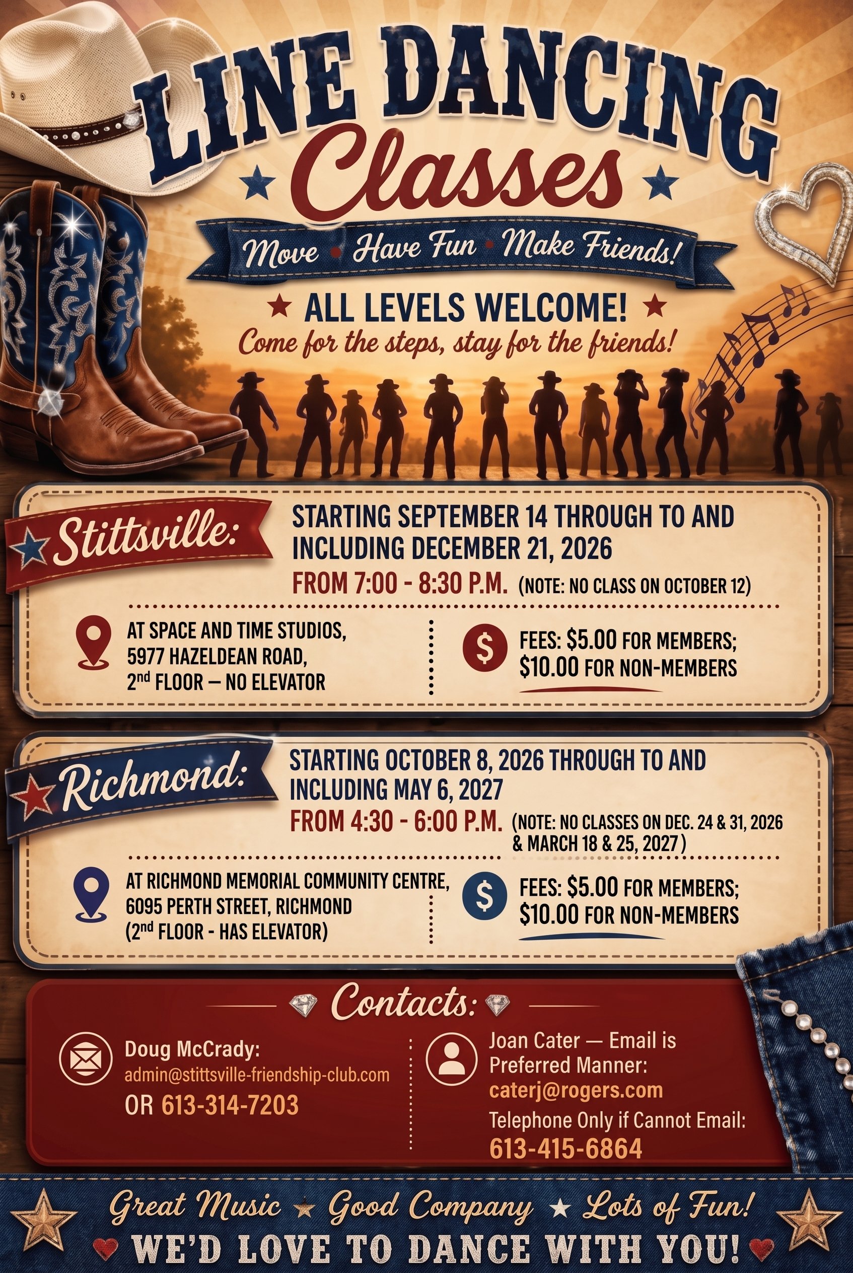 Line Dancing in Richmond and Stittsville with the Stittsville Friendship Club
