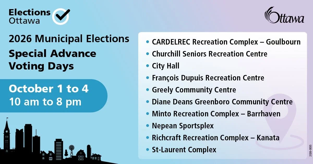 Special Advance Voting Days for Ottawa’s 2026 Municipal Elections will take place from October 1 to 4