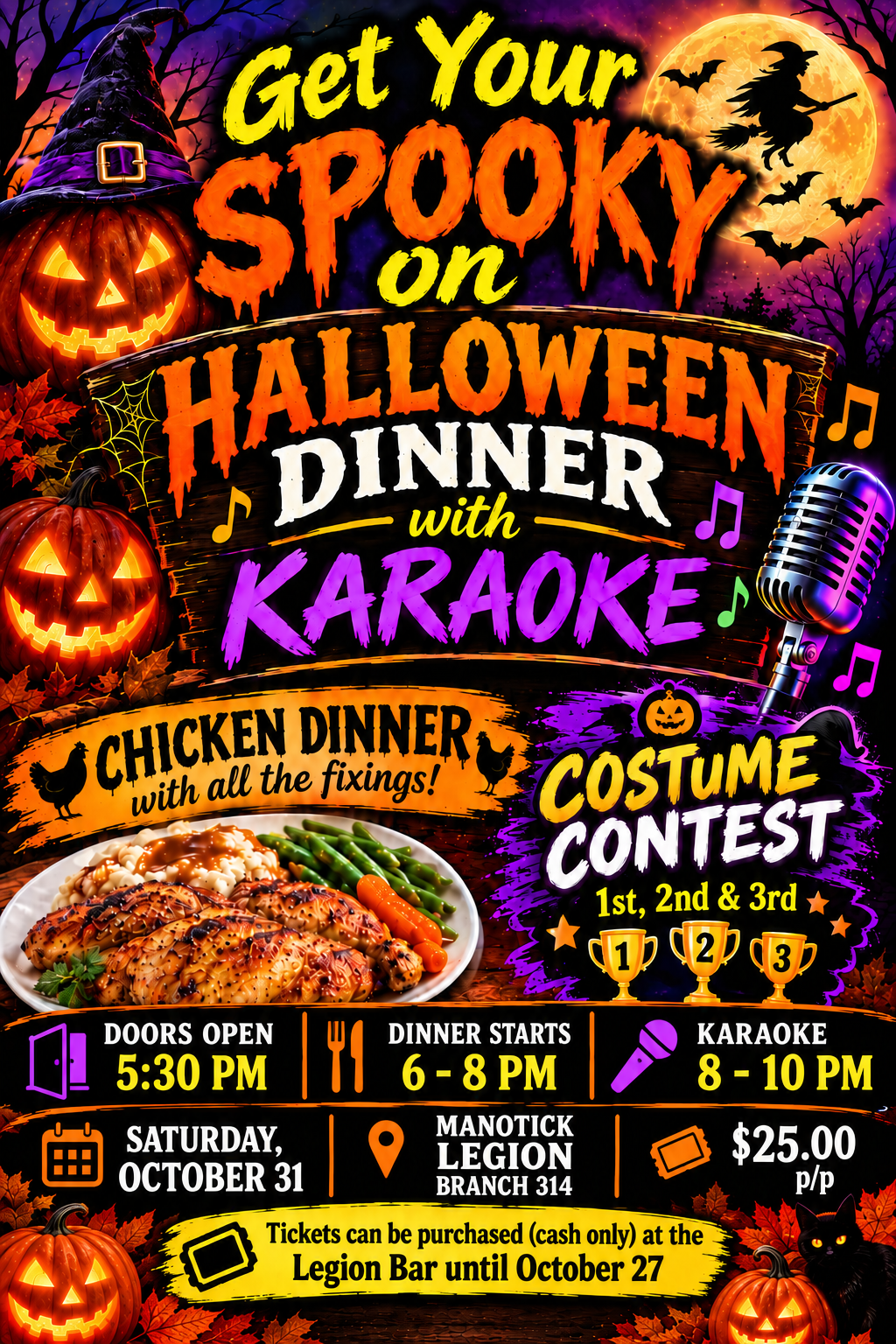 Halloween Dinner with Karaoke at The Manotick Legion