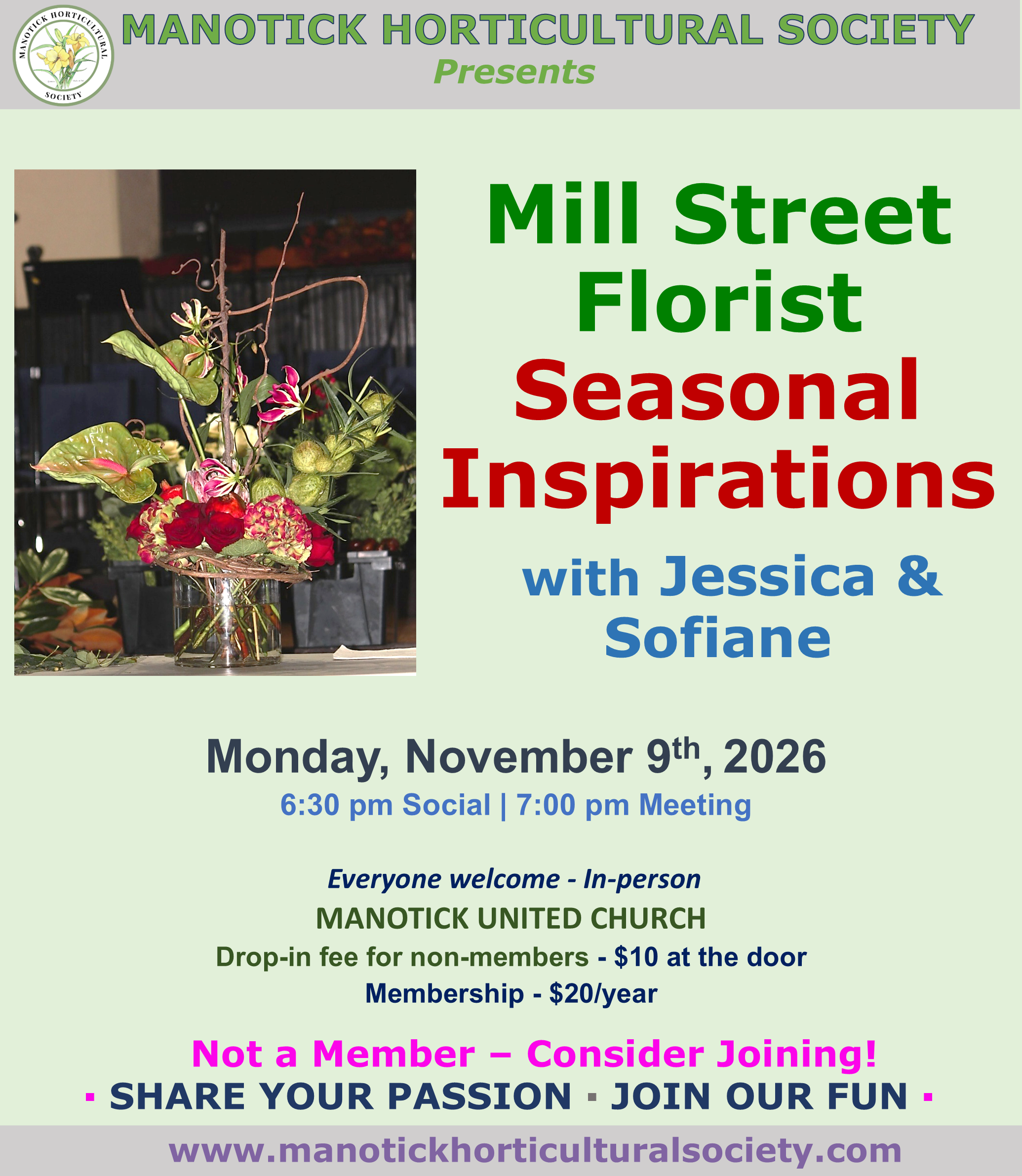 Manotick Horticultural Society - Mill Street Florist 