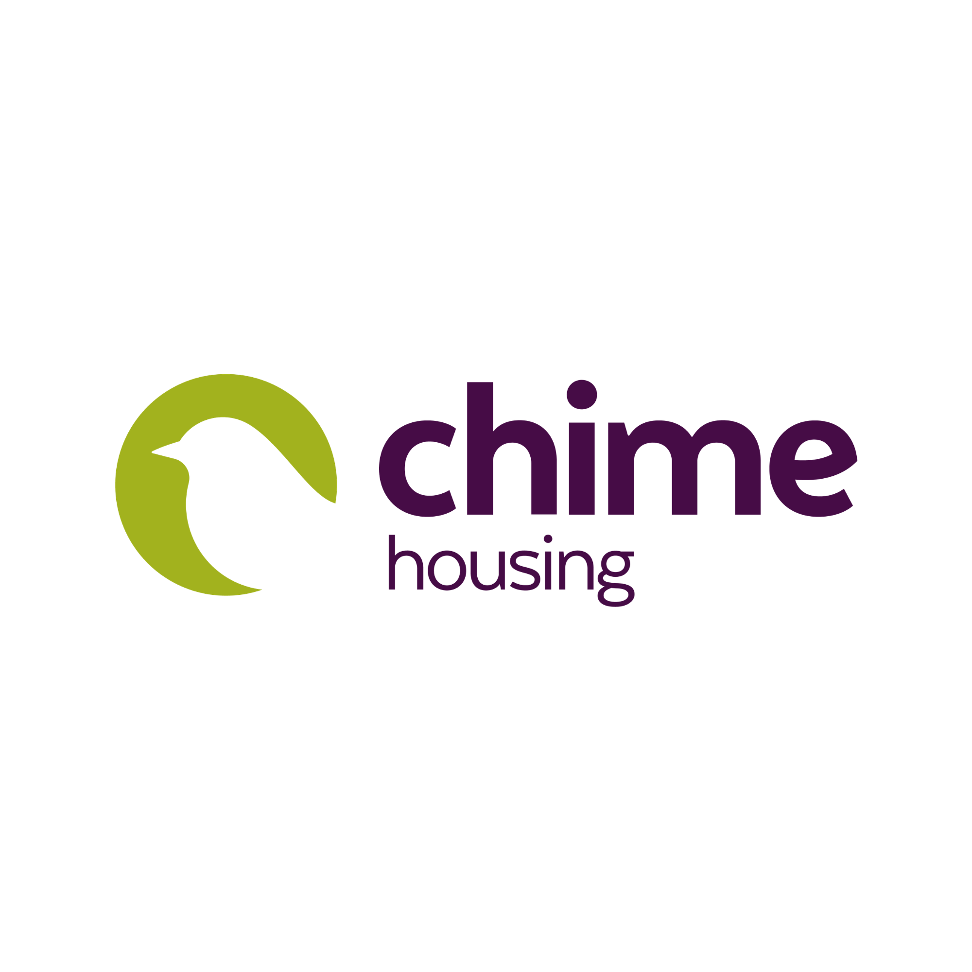 a logo of a bird outline and writing that reads chime housing