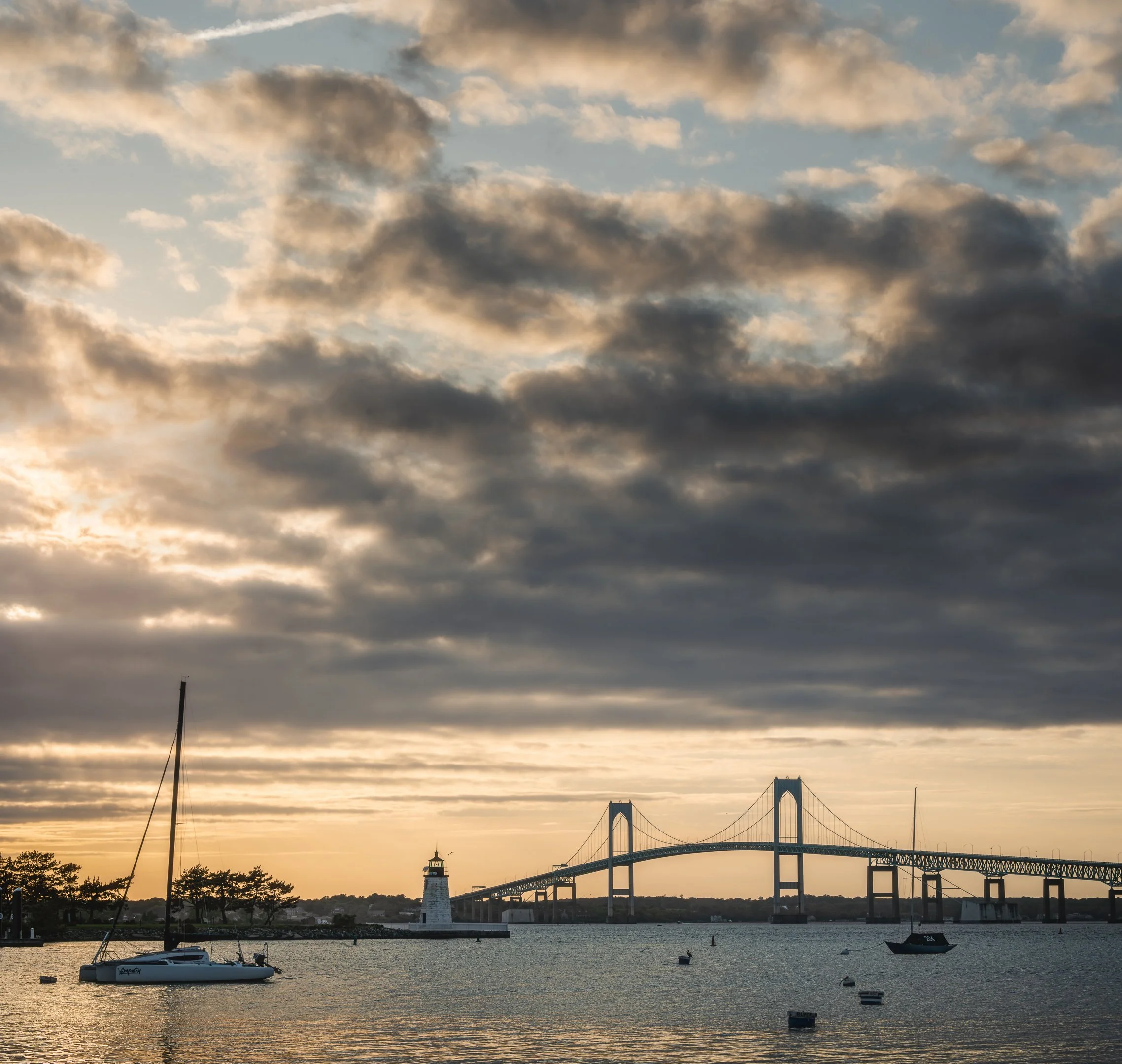 Sunset at Pell Bridge and Goat Island Light - Study I