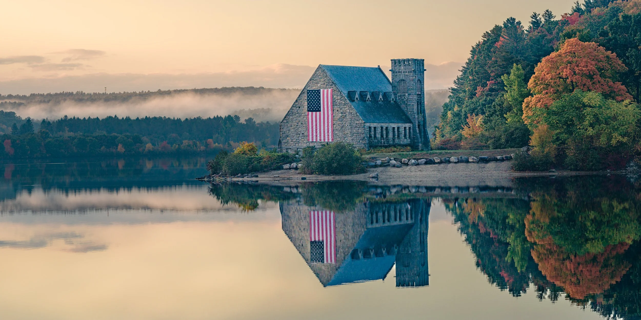 Sunset and Mist at Old Stone Church