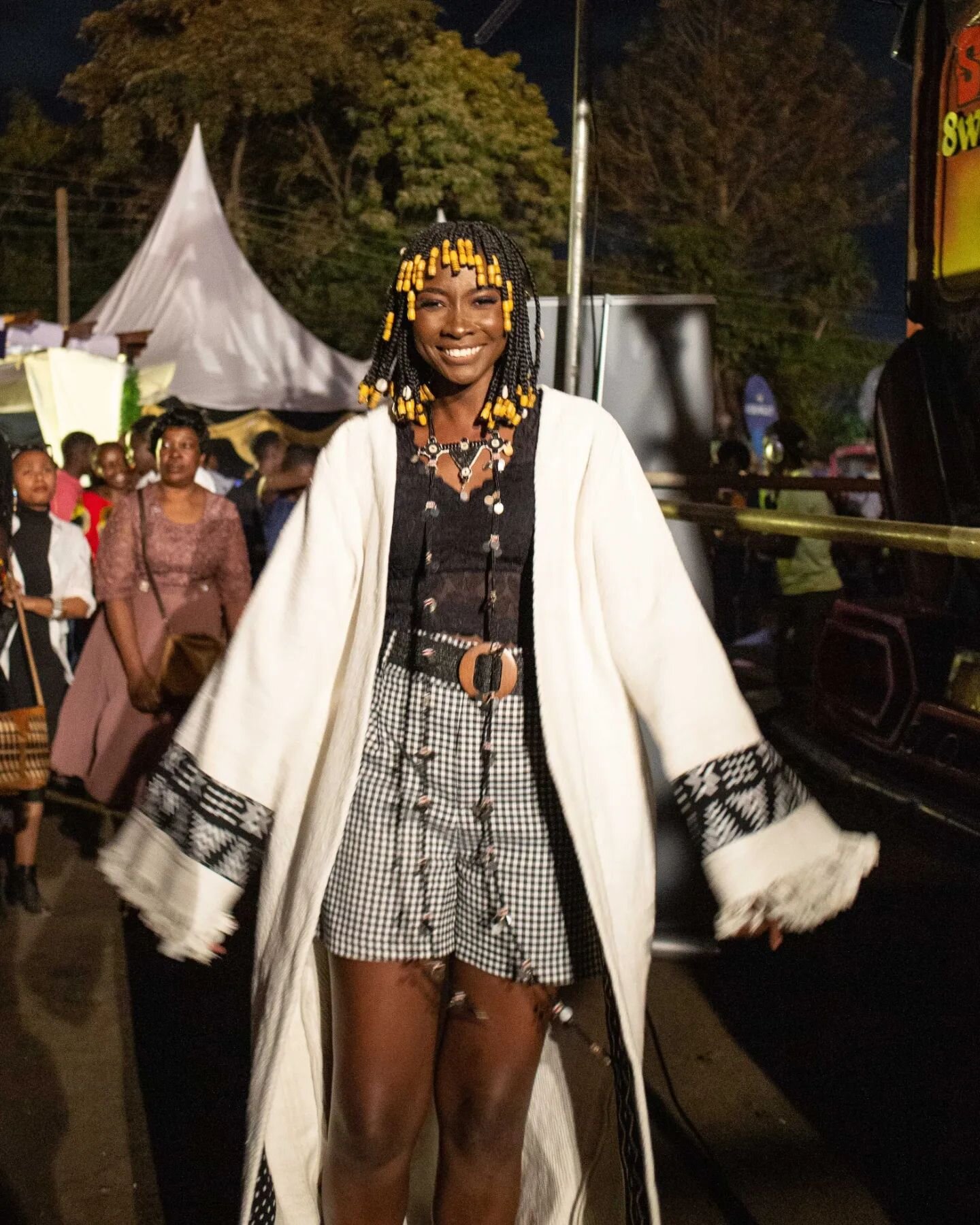 Shoutout to the amazing @idahgarette for rocking our  kimono at @kiberafashionweek ! ✨

The exquisite kimono design was crafted by @yurisadia and our talented students @muthemba.m and @_wairuri , all from upcycled curtains! 😍

#maishabynisria #custo