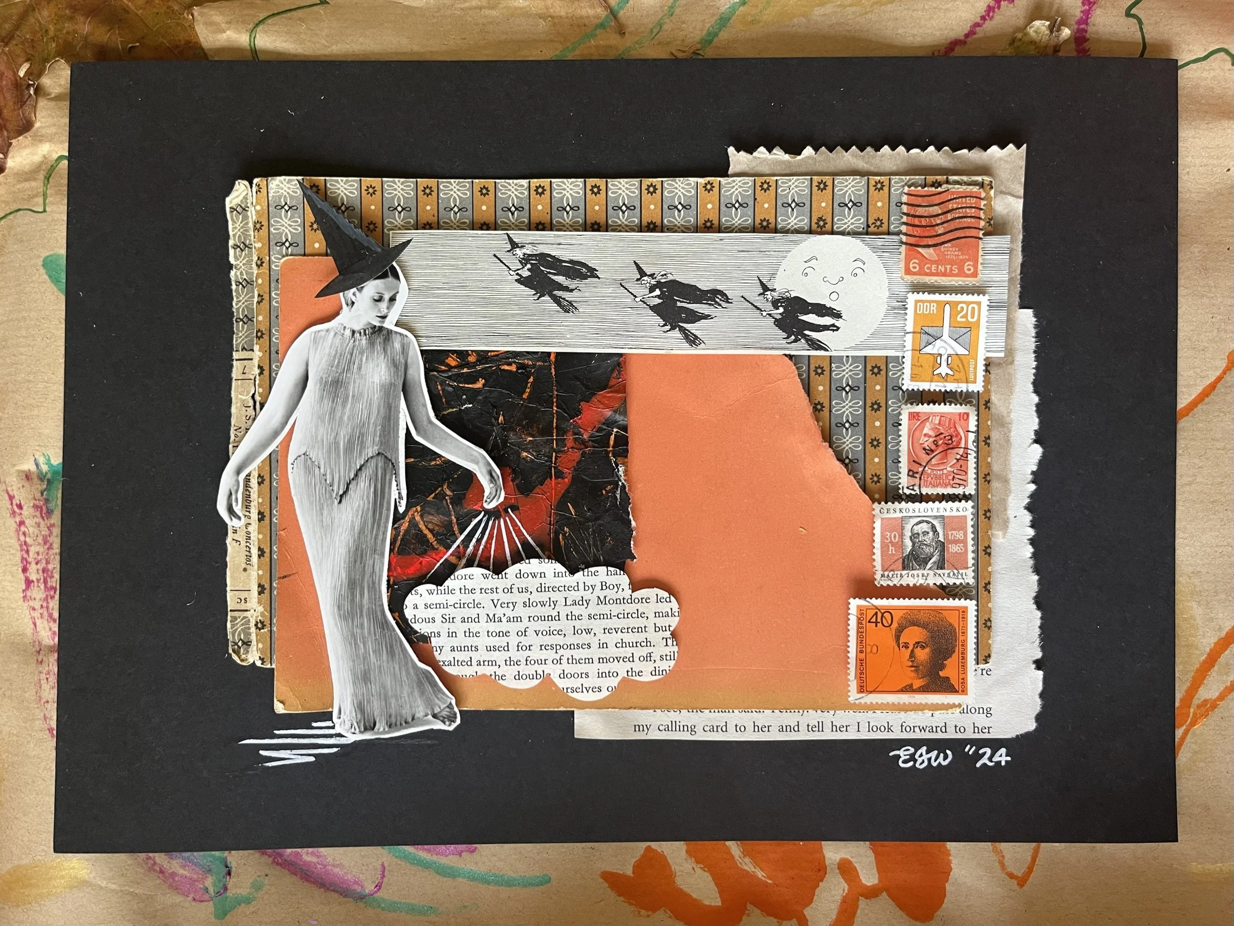 'Season of the Witch', 2024 - Original (A4, handmade collage on black card) 