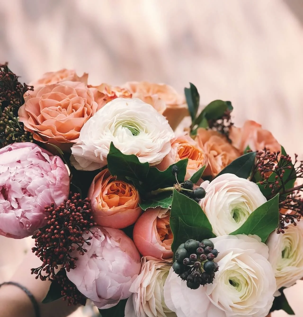 Flower bouquet orange and pink colours