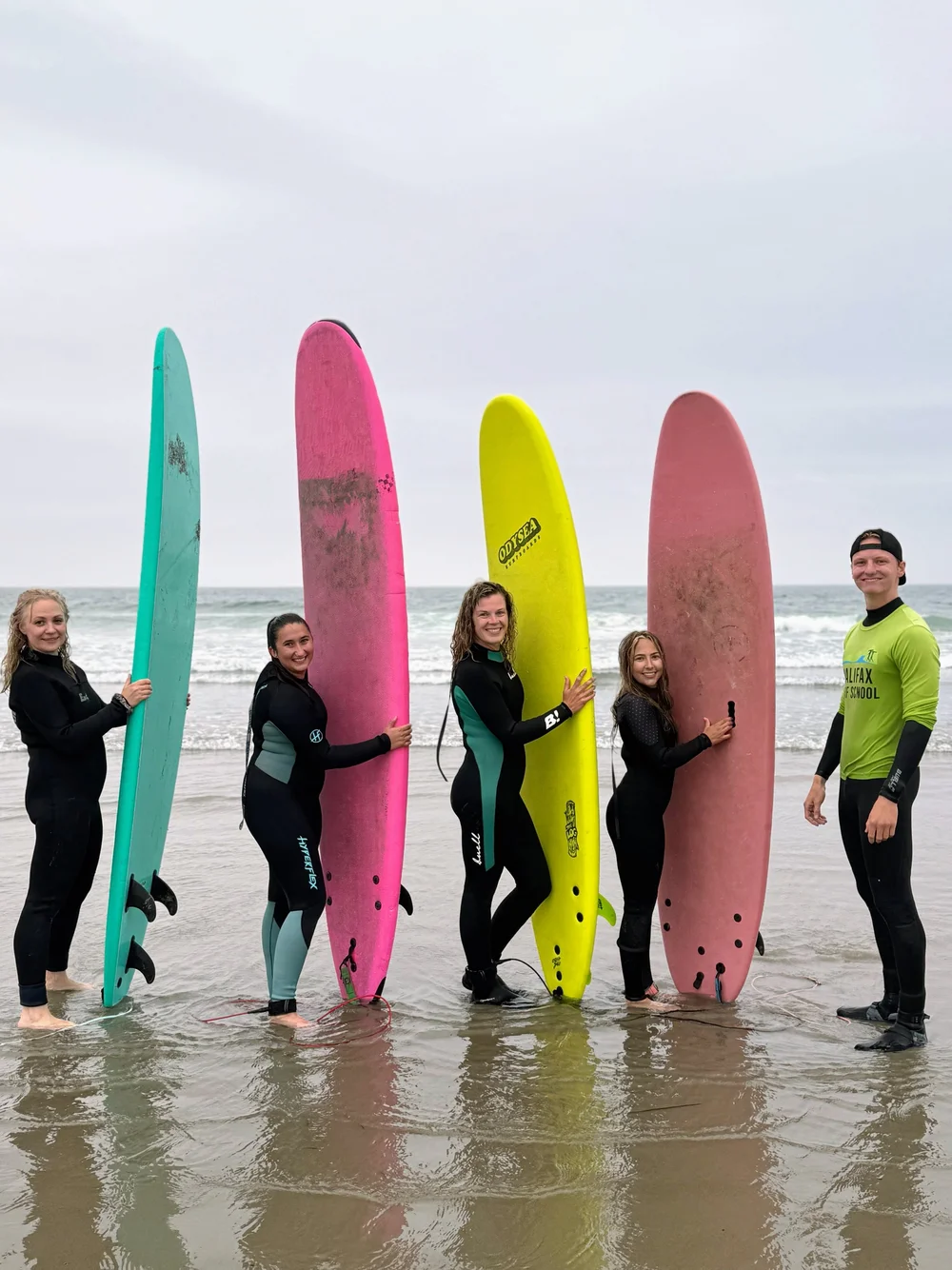 the group out surfing with halifax surf school