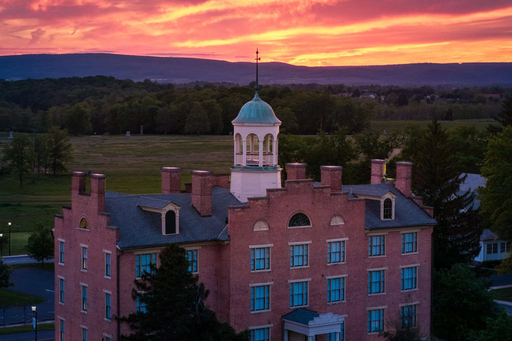 Aerial view of Seminary Ridge, Gettysburg