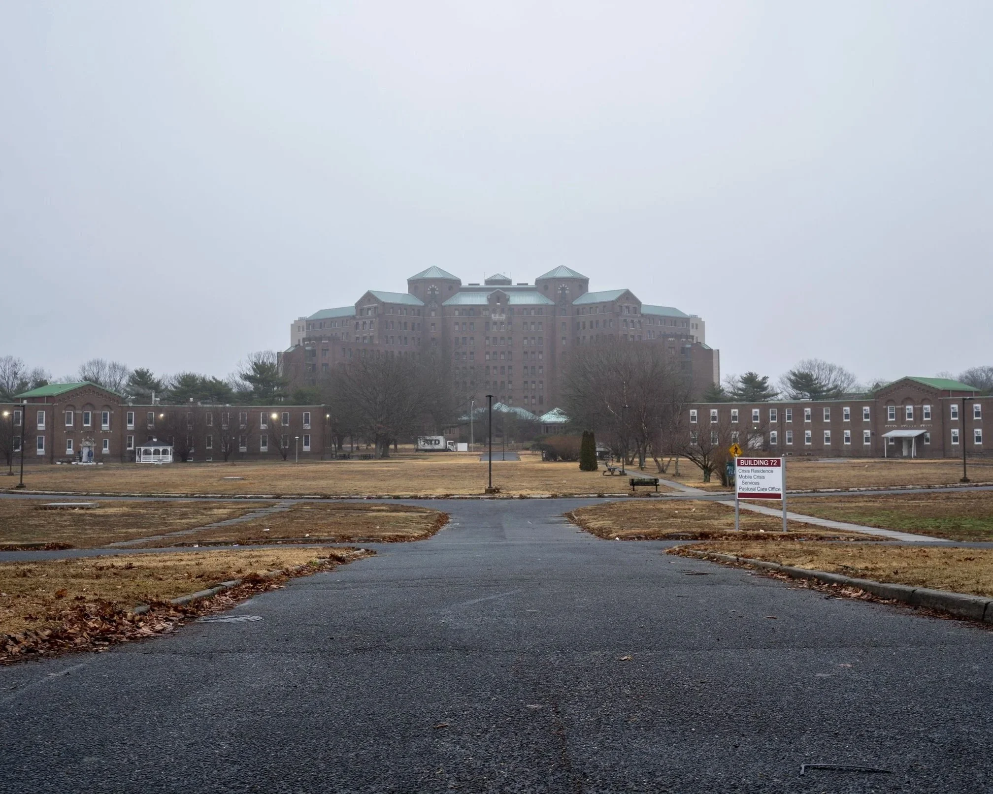 Building 25 in The Fog. Pilgrim State Hospital, NY